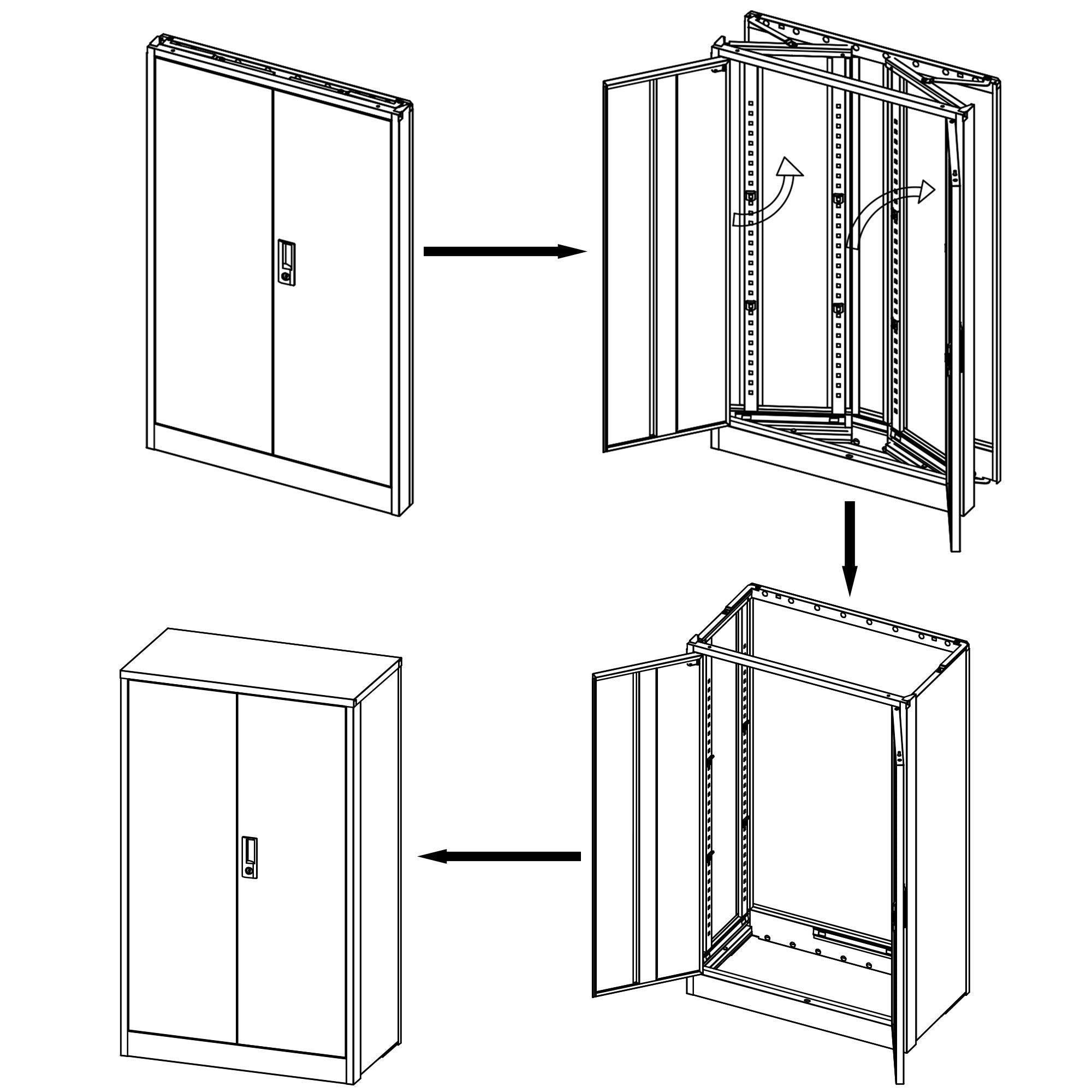 MetalStorage Cabinet with Locking Doors and Adjustable Shelf, Folding FilingStorage Cabinet, FoldingStorage Locker Cabinet for Home Office,School,Garage,Gray