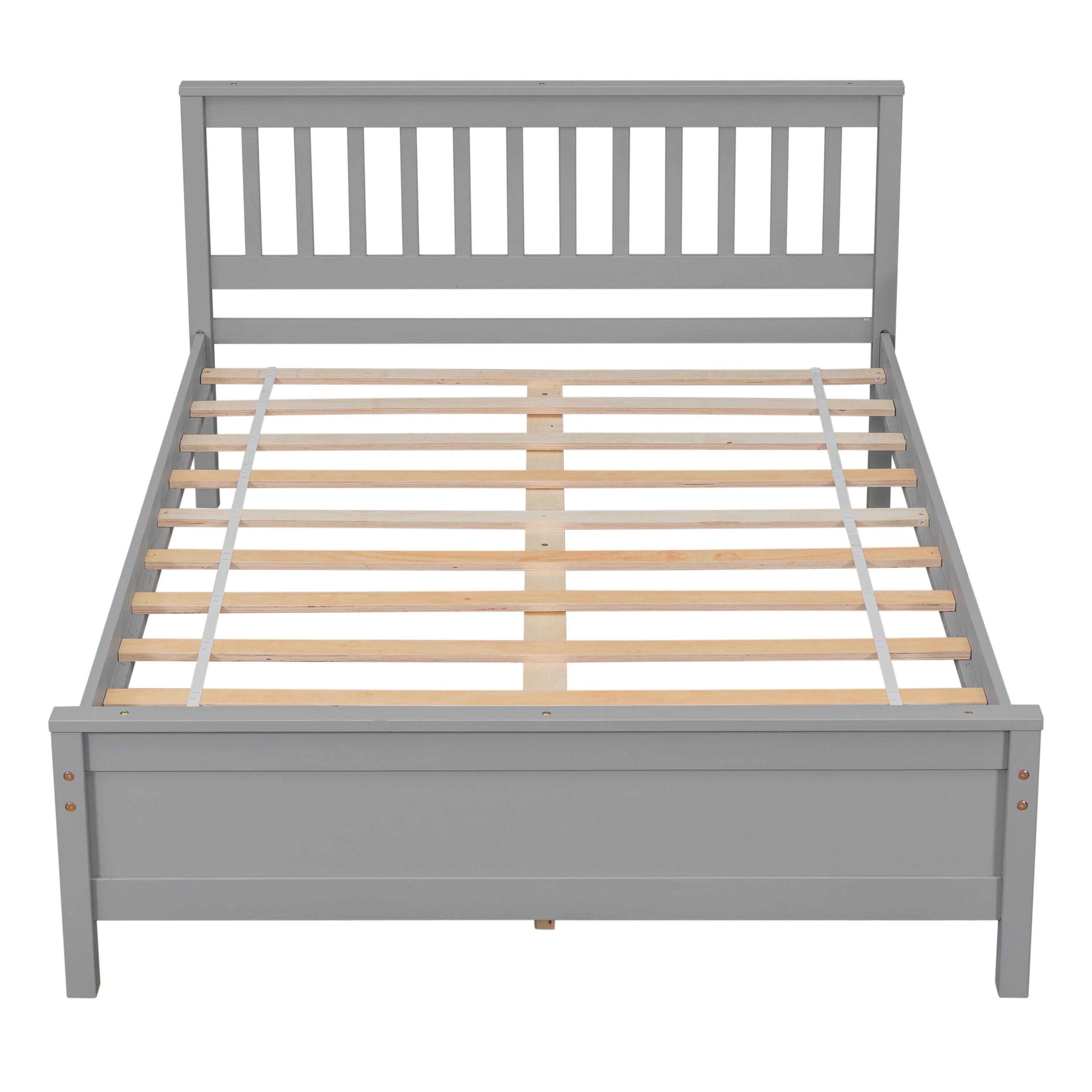 Full Bed with Headboard and Footboard for Kids, Teens, Adults,with a Nightstand,Grey