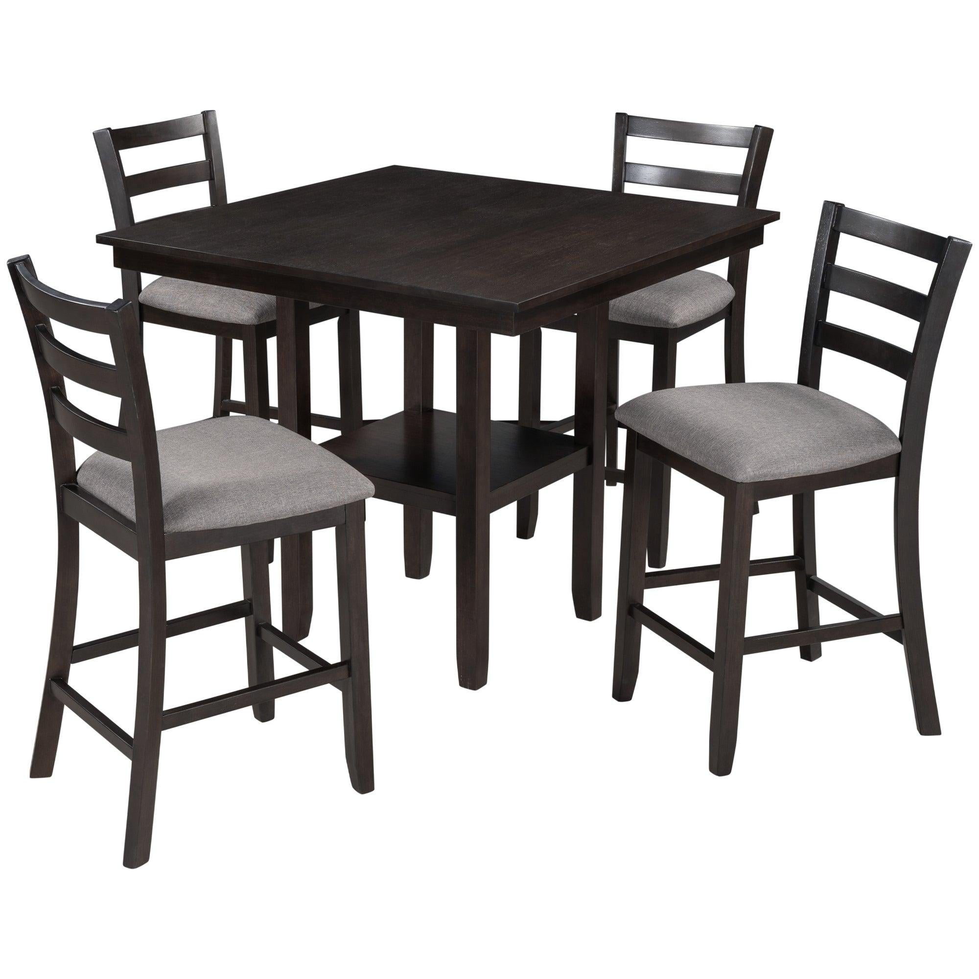 Set of 4 Wooden Counter Height Dining Chair with Padded Chairs, Espresso