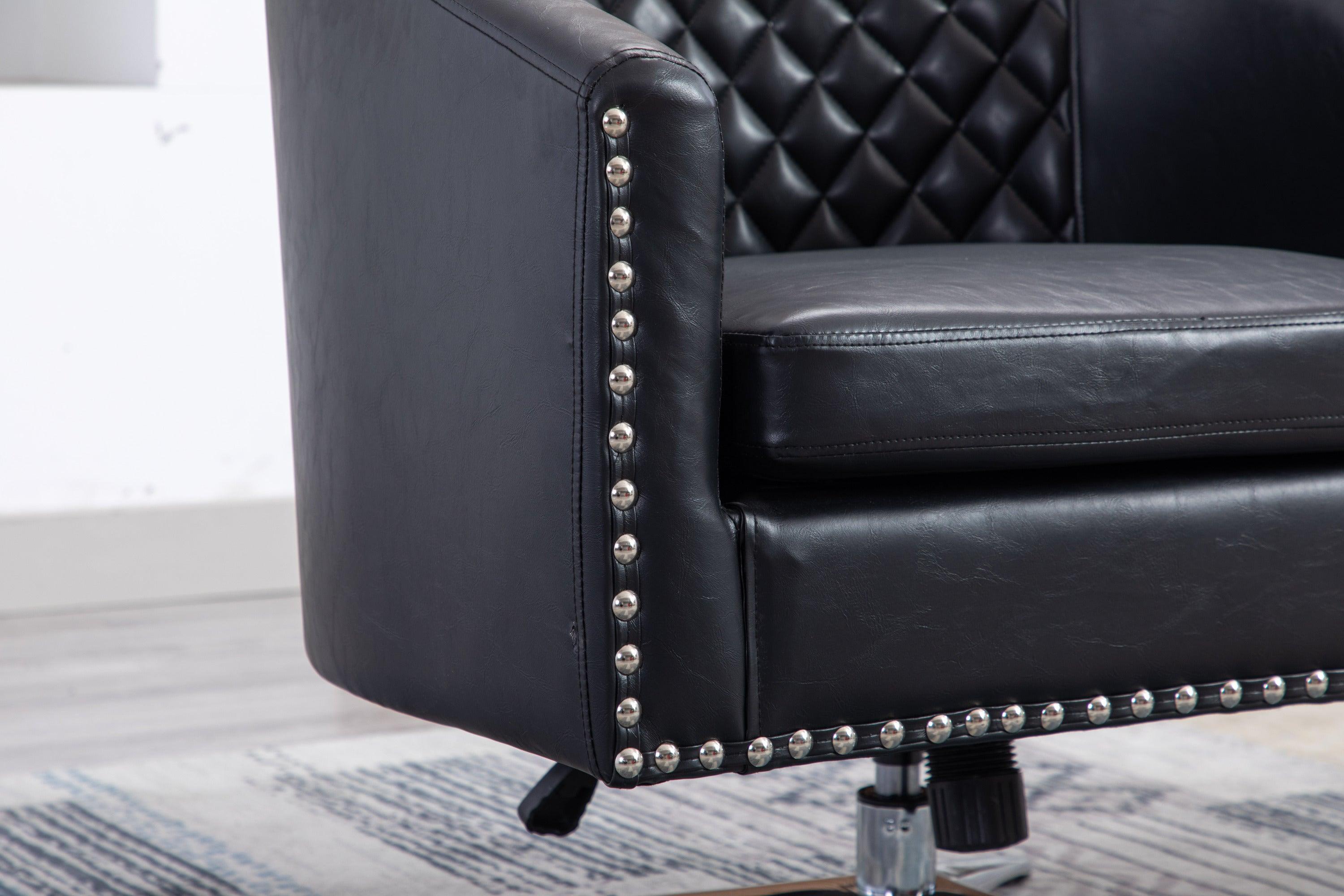 Swivel  Barrel chair living room chair with nailheads and Metal base