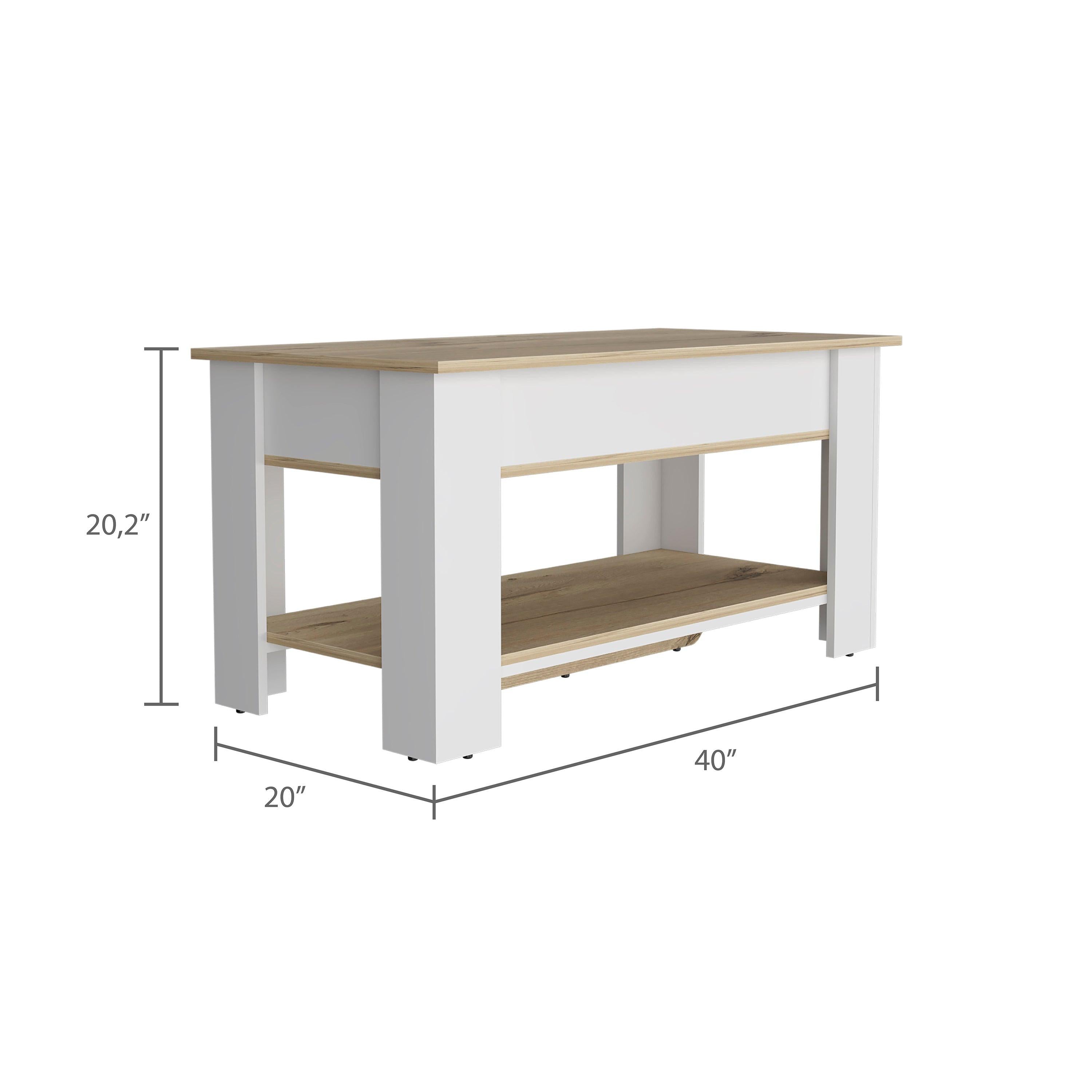 Karmen 1-Shelf Lid TopStorage Table Light Oak and White