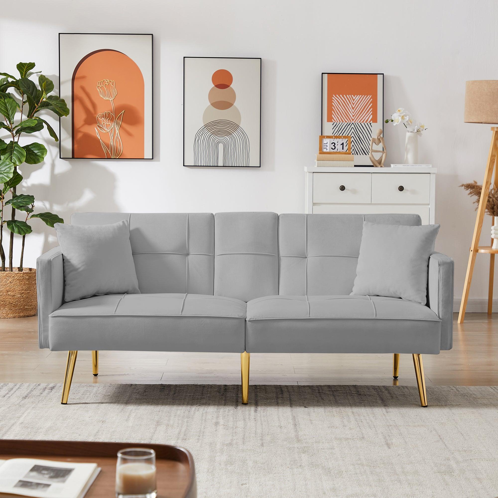 GREY VELVET SOFA BED image