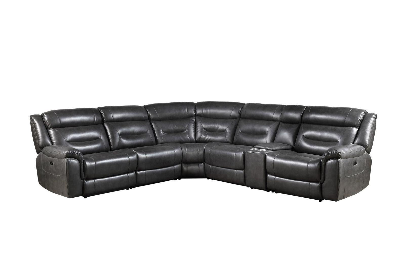 ACME Imogen Sectional Sofa (Power Motion), Gray Leather-Aire (1Set/6Ctn) 54810