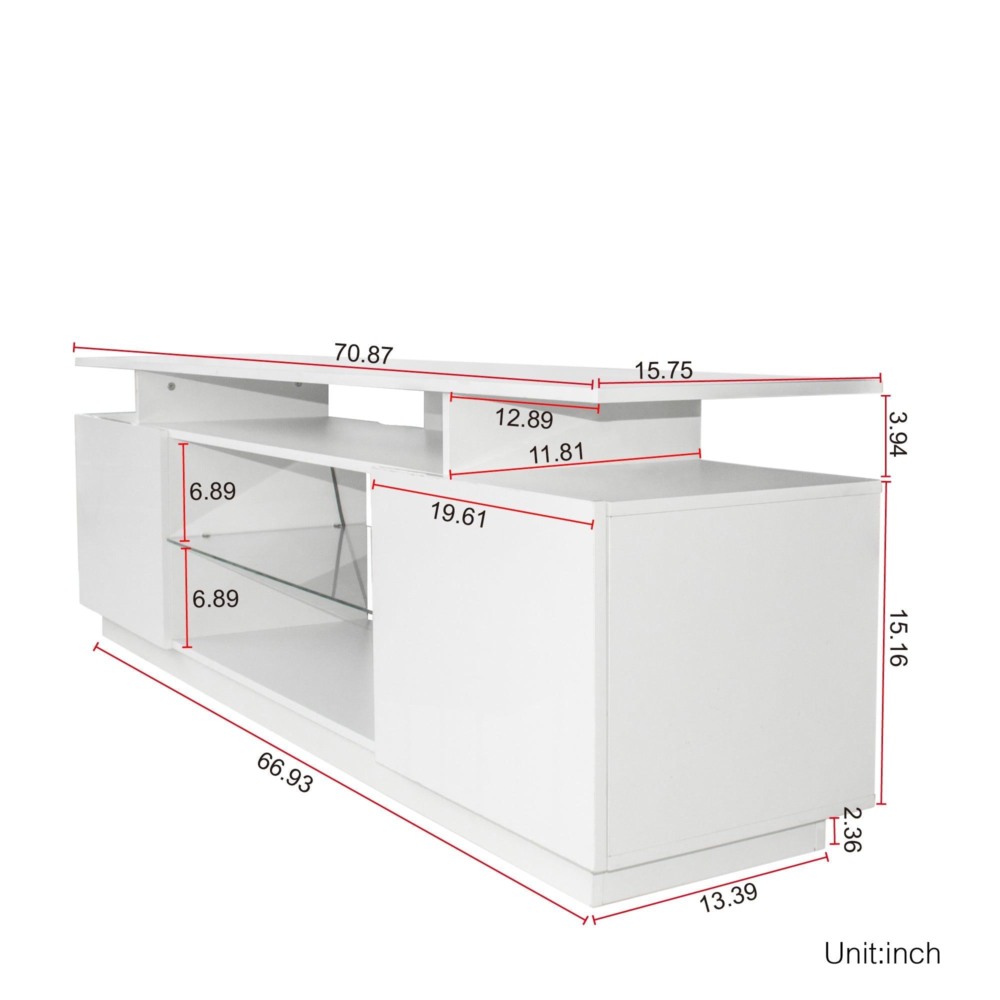 White TV Stand for 80 Inch TV Stands, Media Console Entertainment Center Television Table, 2Storage Cabinet with Open Shelves for Living Room Bedroom