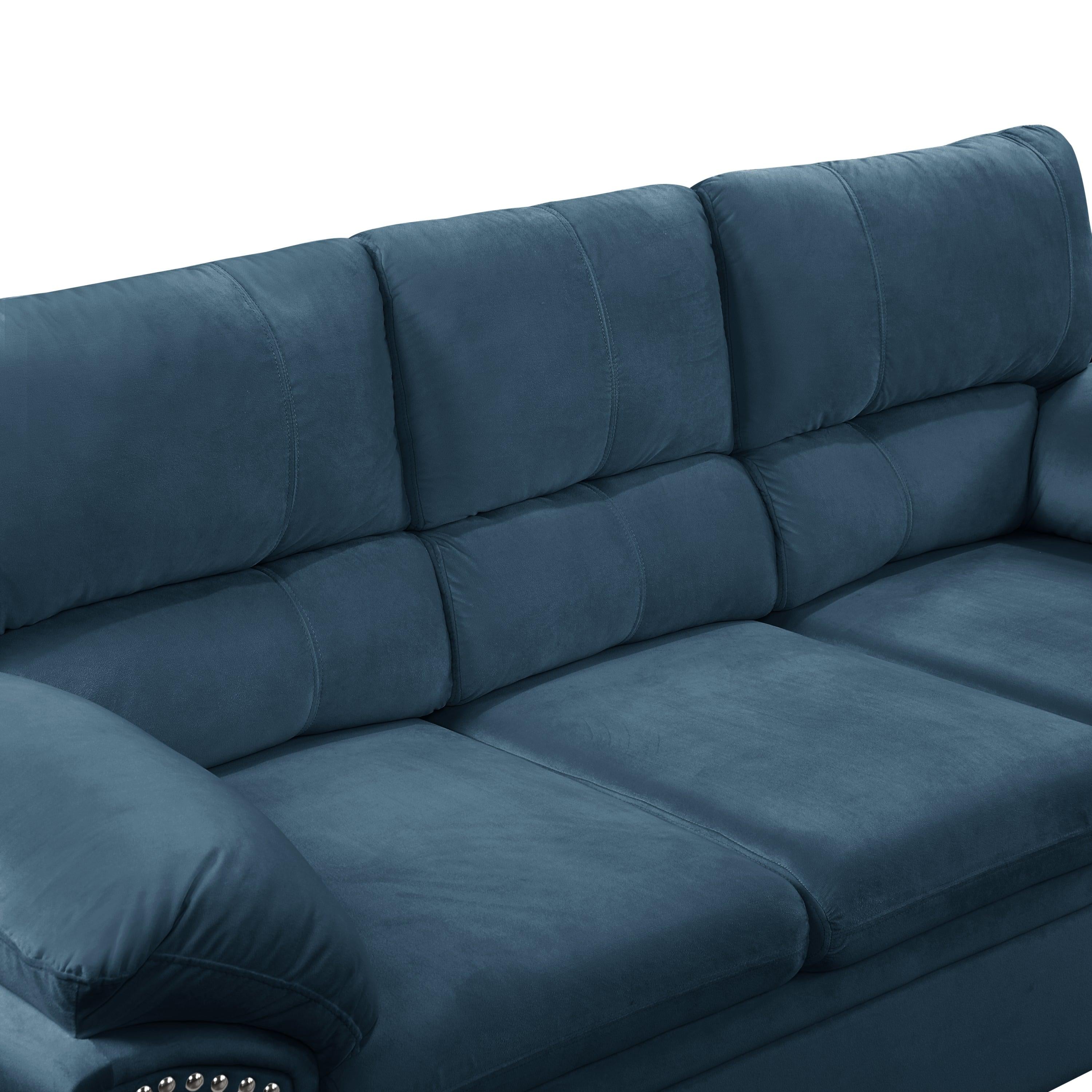 3-Seat Sofa Velvet for Living Room, Bedroom, Office Blue