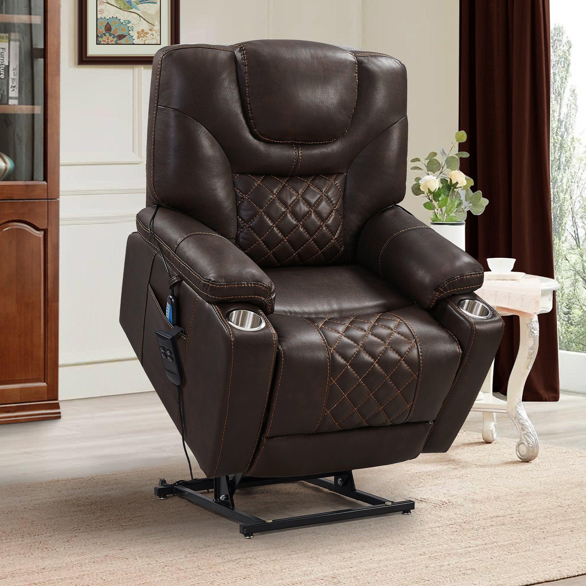 Electric Power Lift Recliner Chair  with 2 Motors Massage and Heat for Elderly, 3 Positions, 2 Side Pockets, Cup Holders, USB Charge Ports, 180 degrees Power Reclining Chair