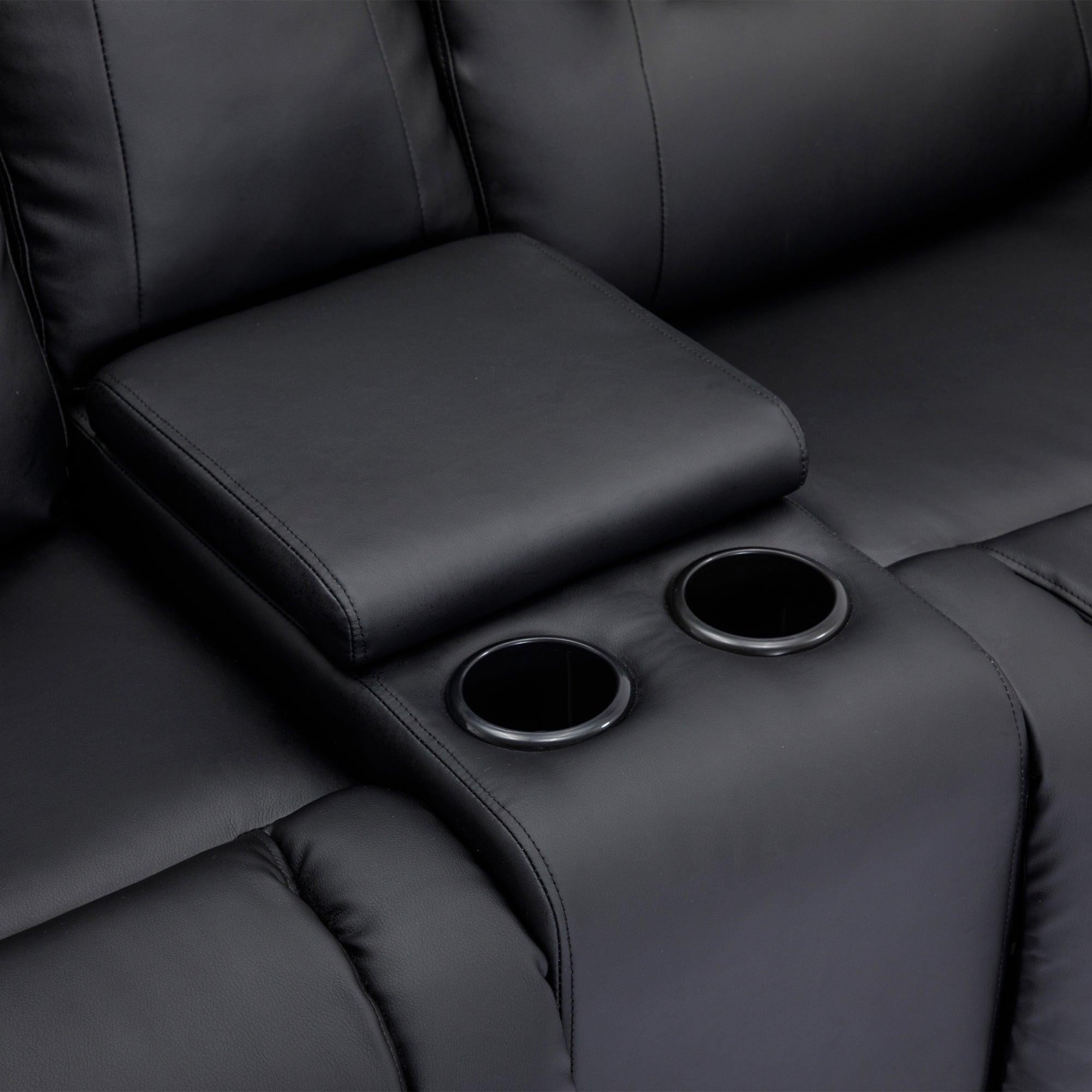 Home Theater Seating Manual Recliner, PU Leather Reclining Loveseat for Living Room