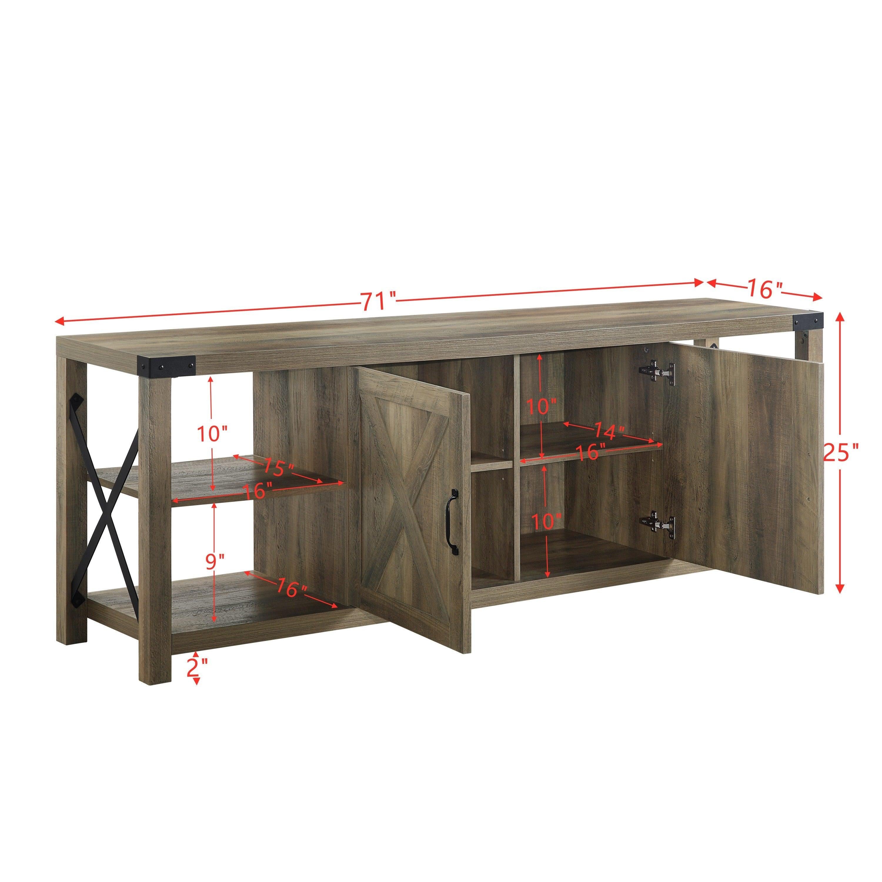 ACME Abiram TV Stand in Rustic Oak Finish LV01000