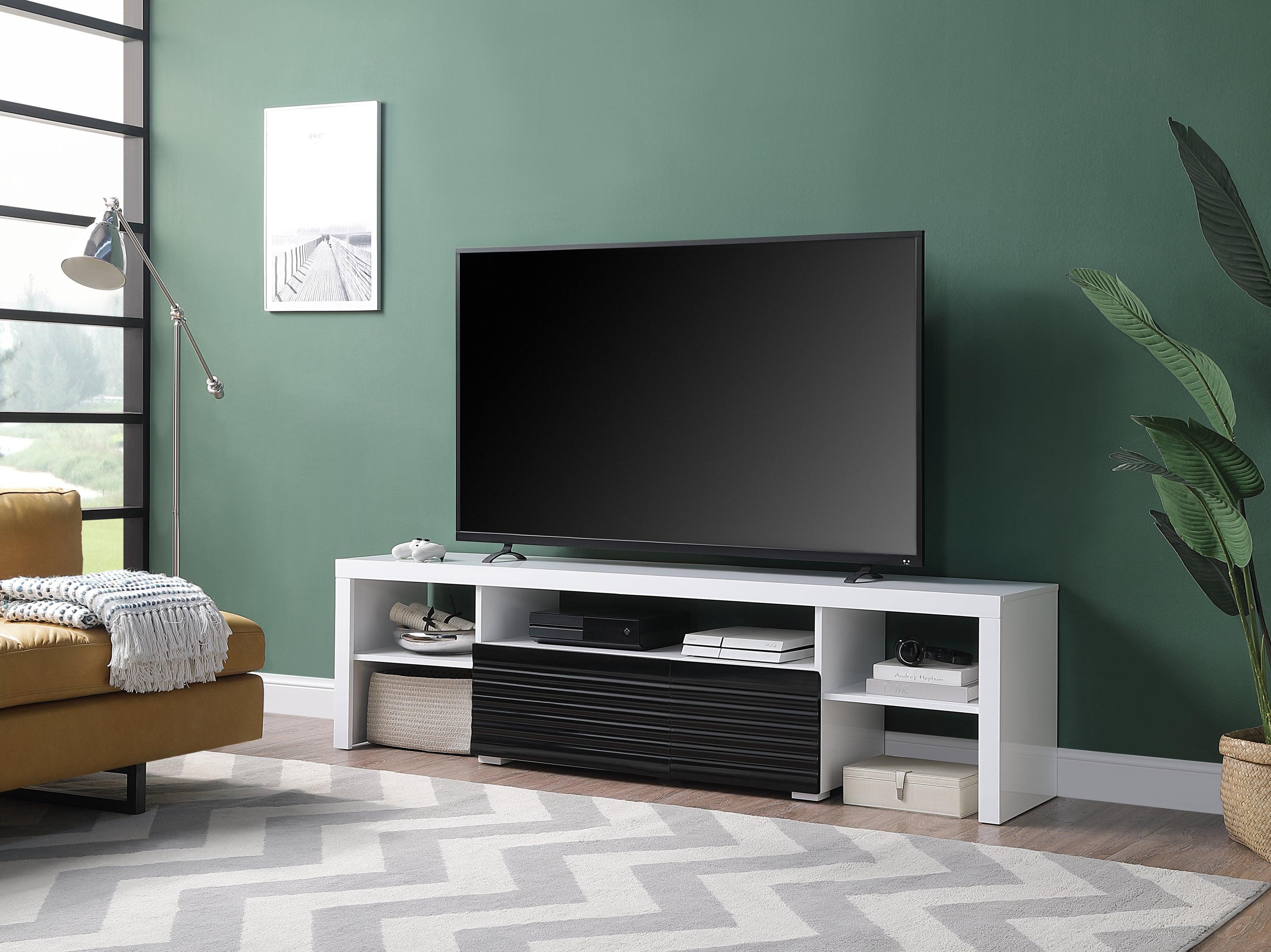 ACME Buck II TV Stand in White & Black High Gloss Finish LV00998 image