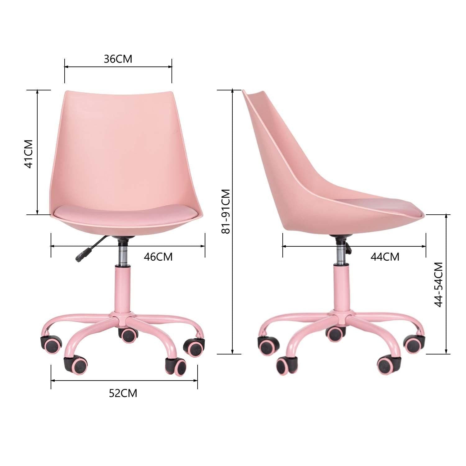 Home Office Desk Chair Computer Chair Fashion Ergonomic Task Working Chair with Wheels Height Adjustable Swivel PU Leather Pink