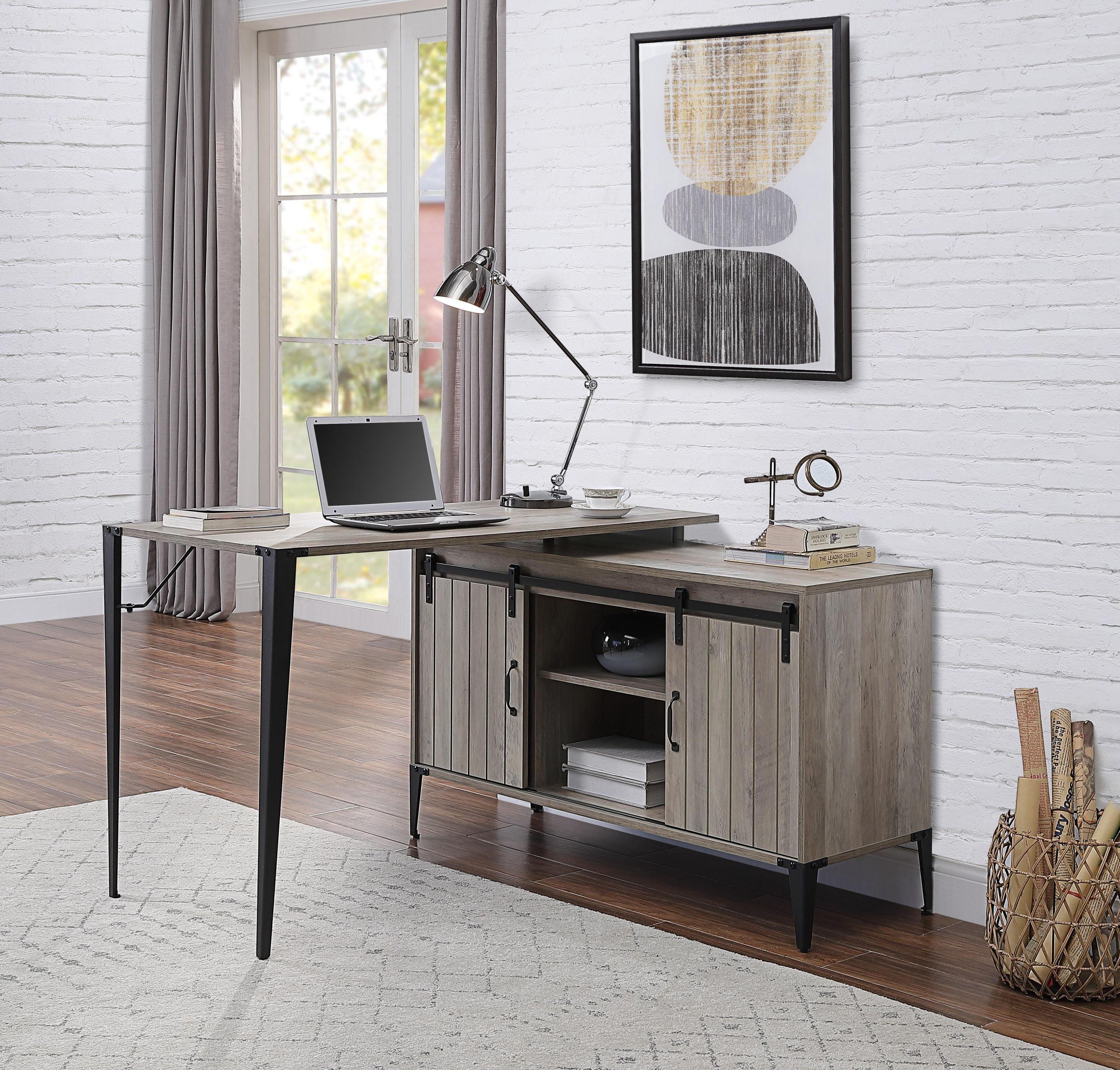 ACME Zakwani Writing Desk, Gray Oak & Black Finish OF00009 image