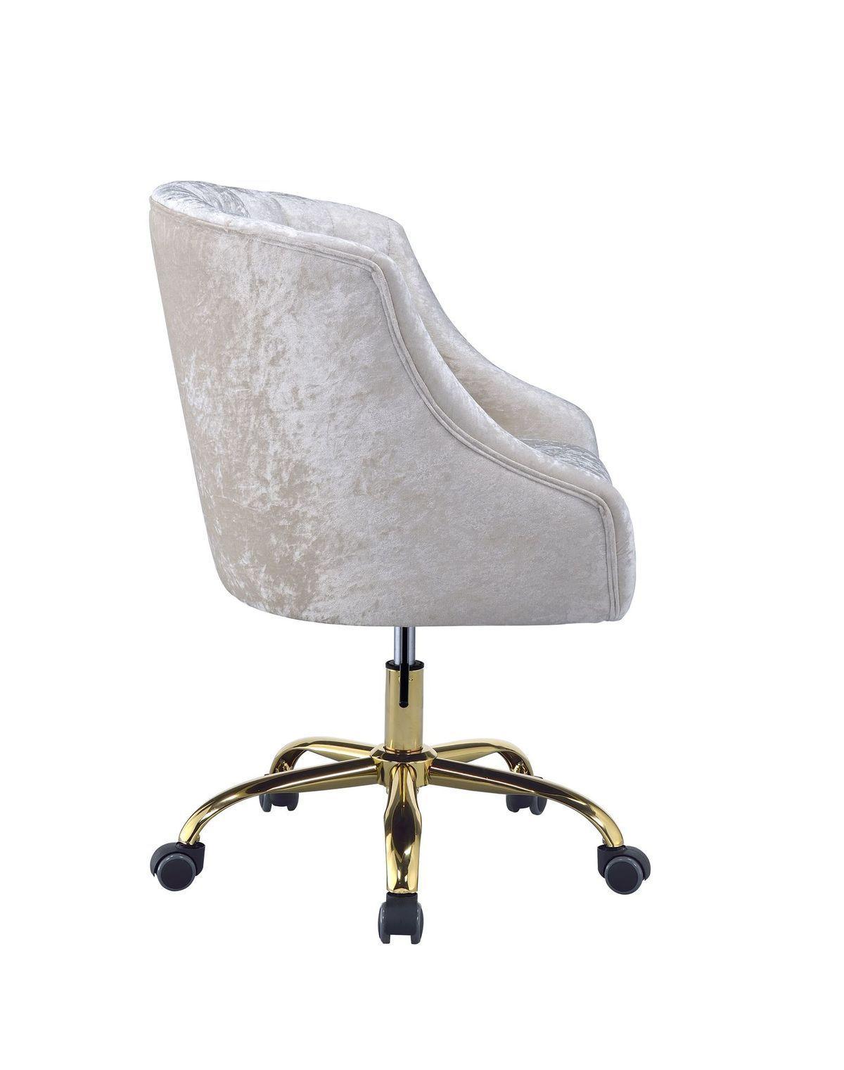 ACME Levian Office Chair in Vintage Cream Velvet & Gold 92517