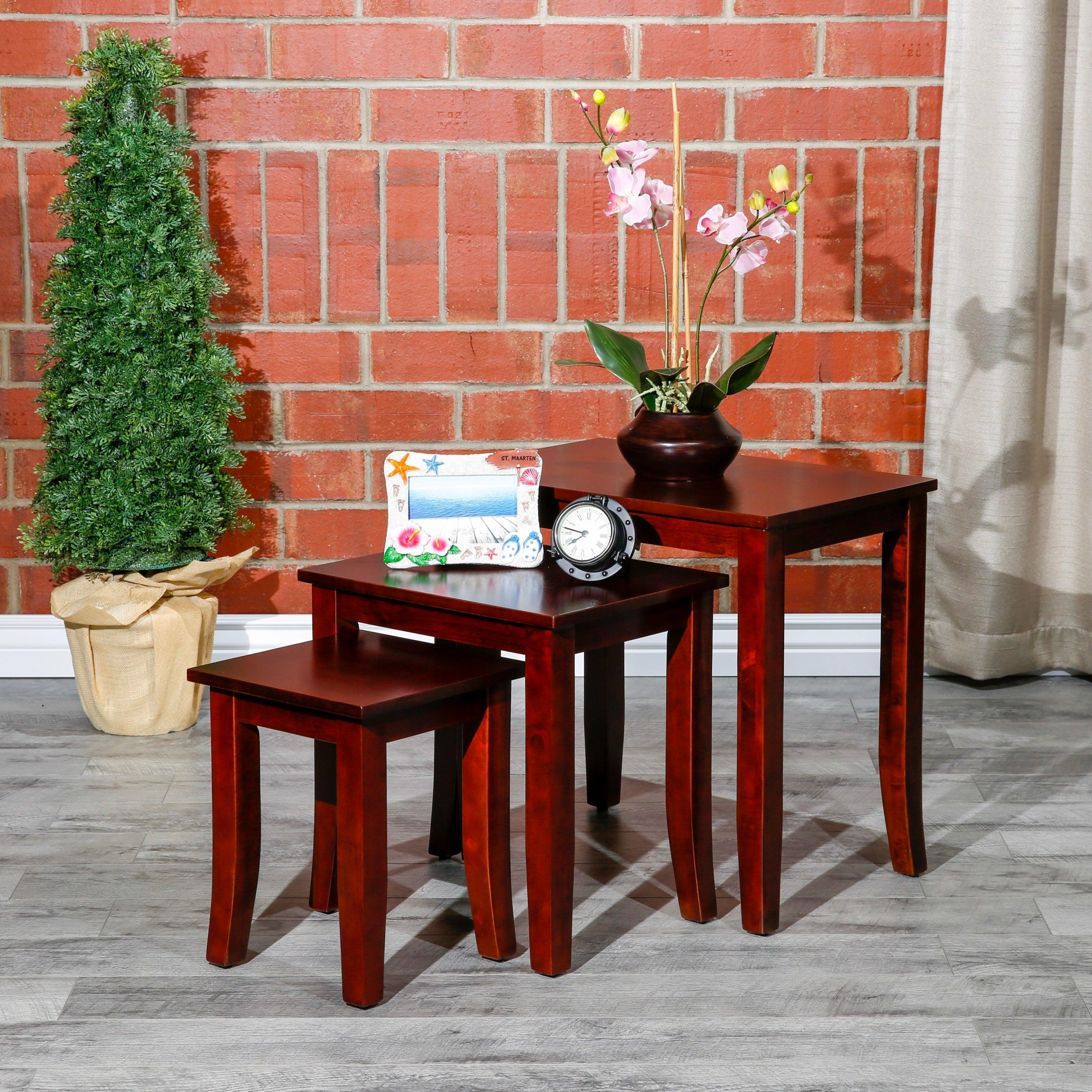 3-Piece Nesting Table Set, Cherry