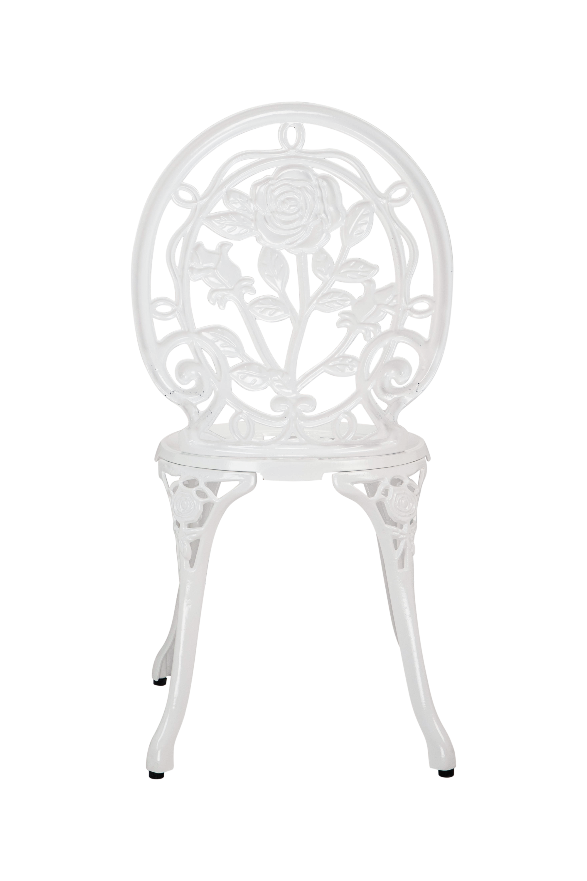 Bistro Table Set, White Rose 3 Piece, Outdoor Patio Table and Chairs Furniture, Durable Rust Weather Resistance，Rose White