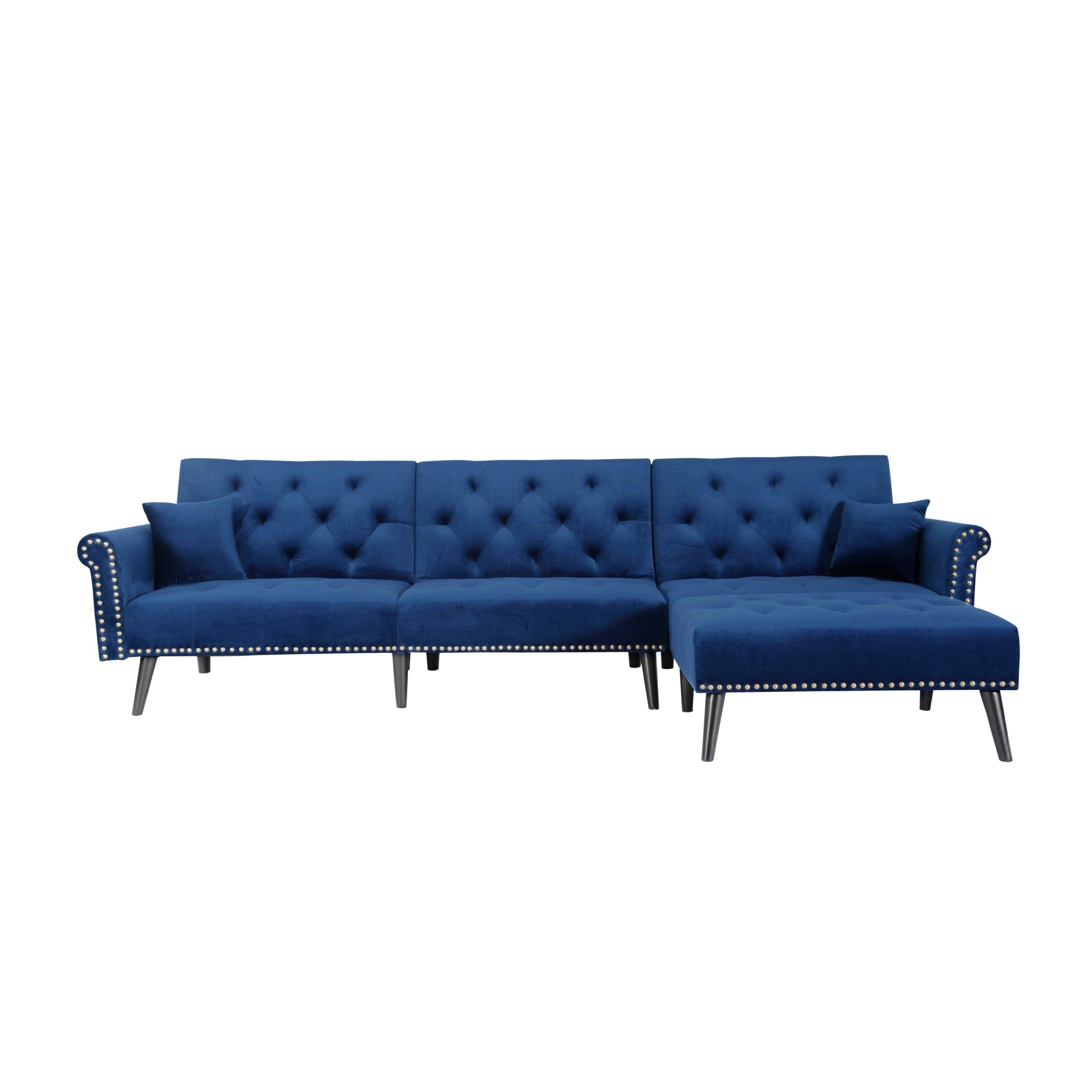 Convertible Sofa bed sleeper Navy Blue velvet （W223S00007、W223S00144、W223S00459、W223S00871、W223S00709、W223S00436、W223S01591、W223S00429。Size difference, See Details in page.）