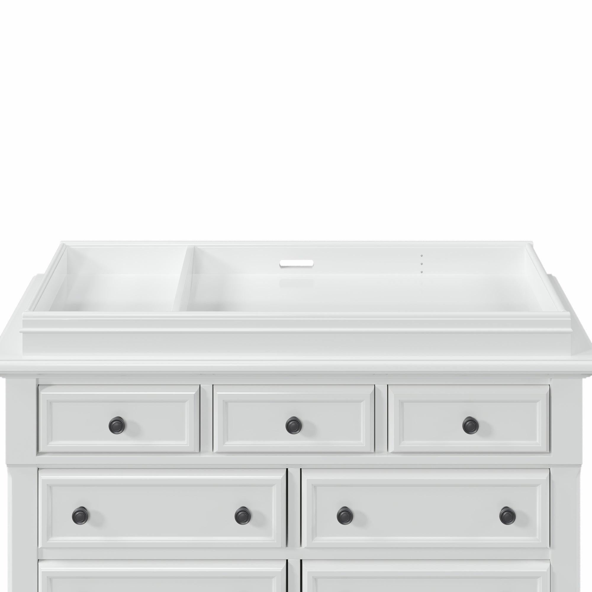 Solid Wood Seven-Drawer Dresser with Changing Topper for Nursery, Kid’s Room, Bedroom, White