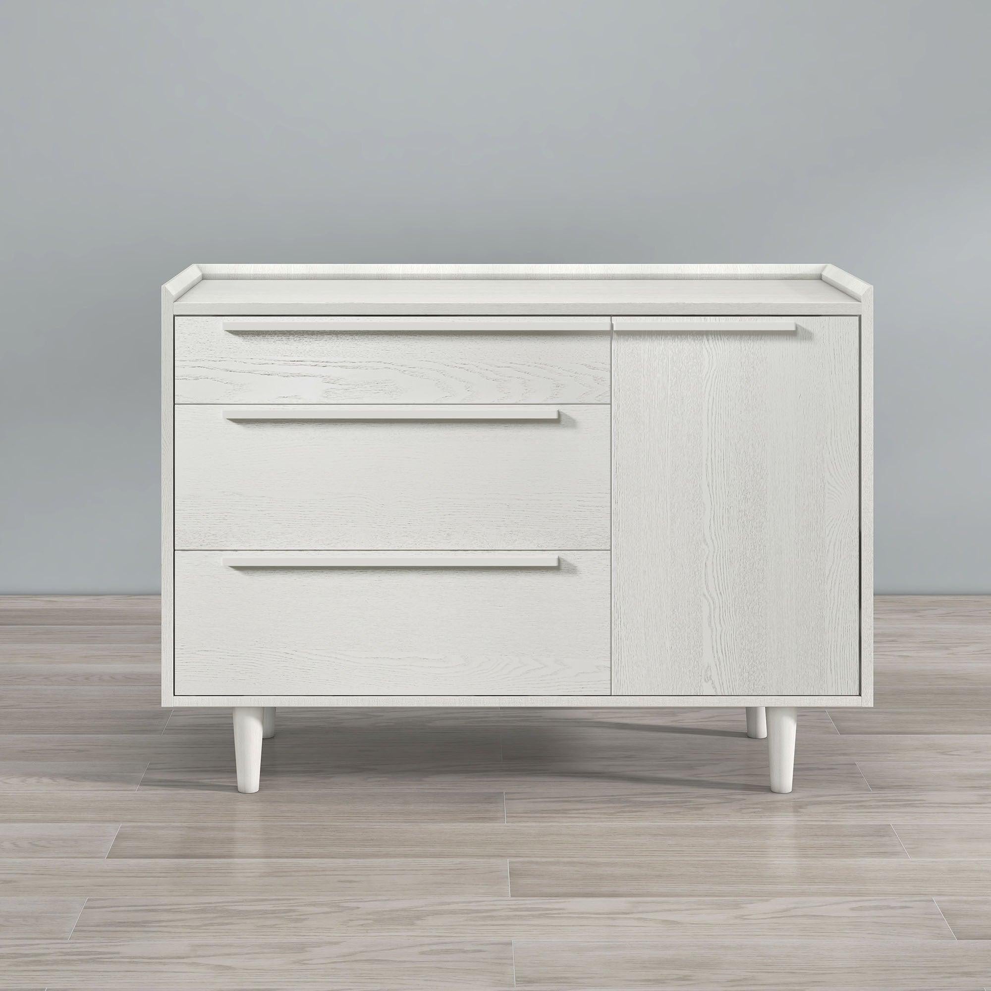 Modern Style Manufactured Wood 3-Drawer Dresser with Solid Wood Legs, White