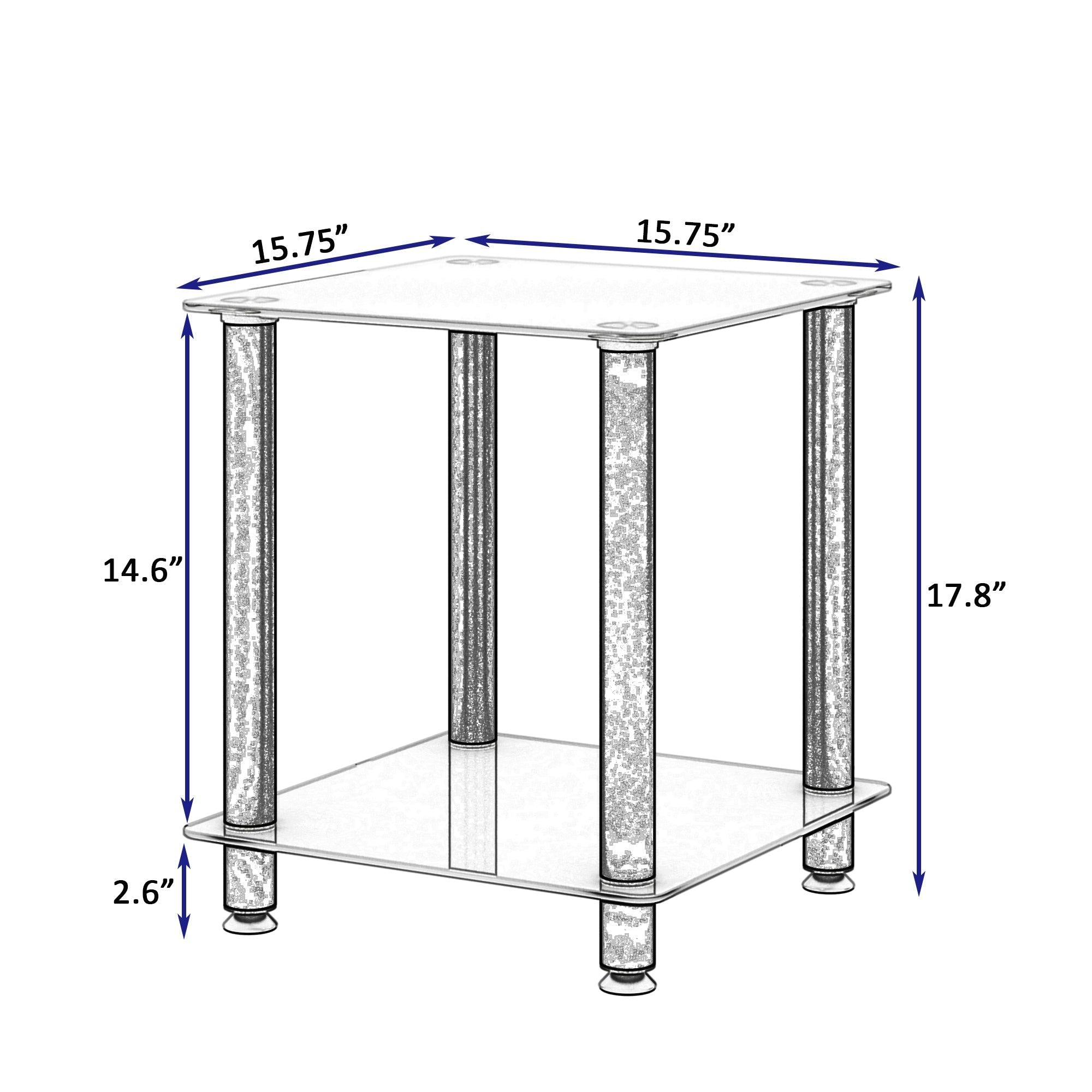 1-Piece White+Black Side Table , 2-Tier Space End Table ,Modern Night Stand, Sofa table, Side Table withStorage Shelve