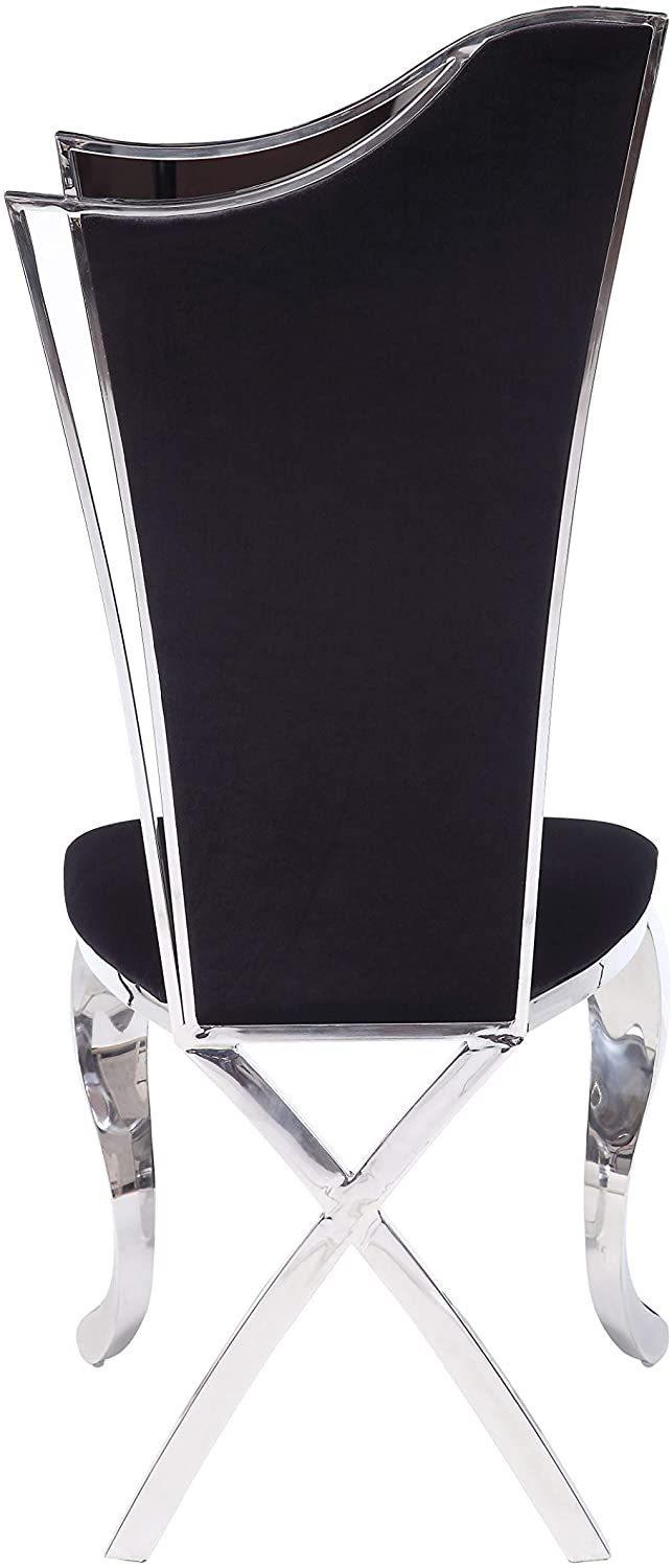 ACME Cyrene Side Chair (Set-2) in Fabric & Stainless Steel 62079