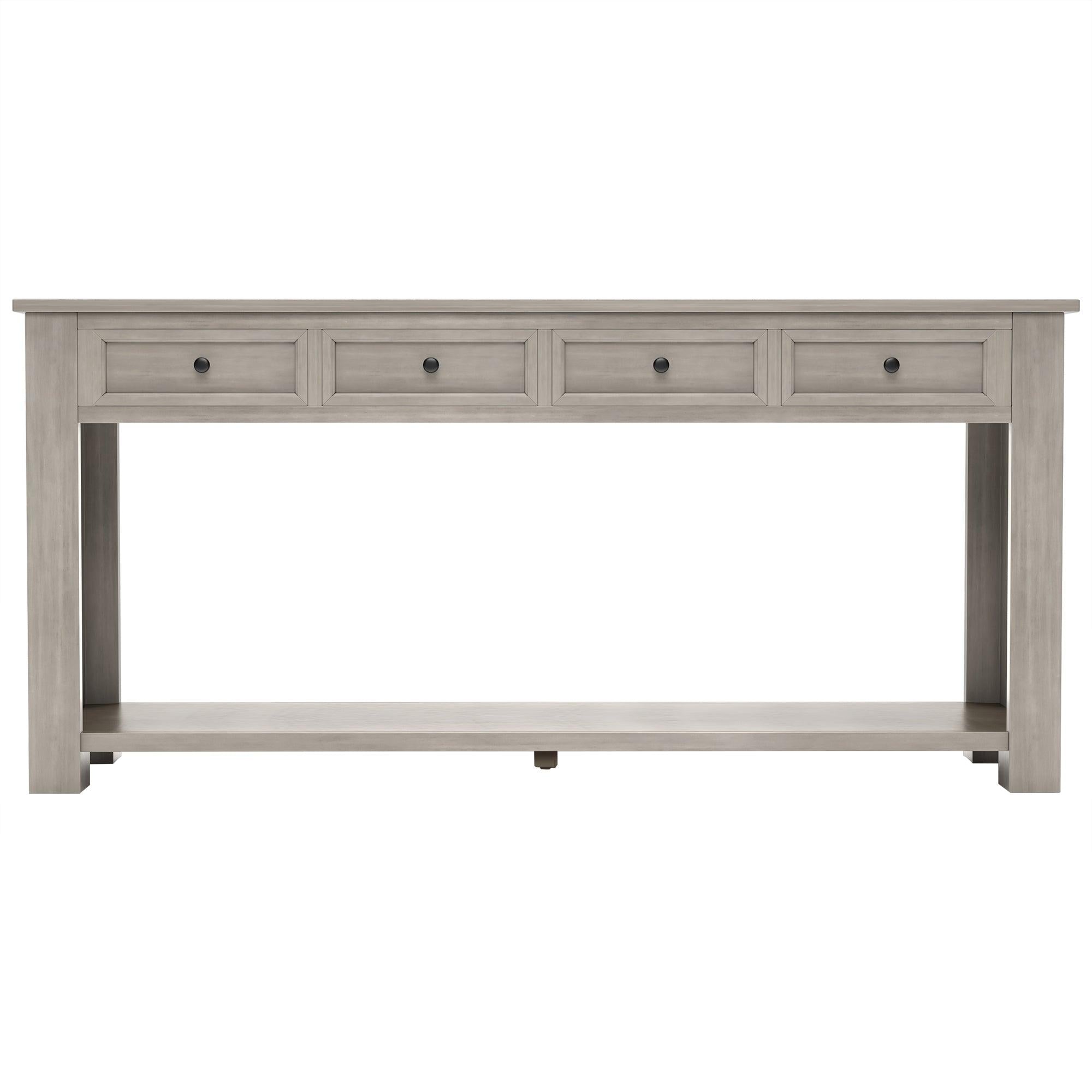 Console Table/Sofa Table withStorage Drawers and Bottom Shelf for Entryway Hallway (Gray Wash)