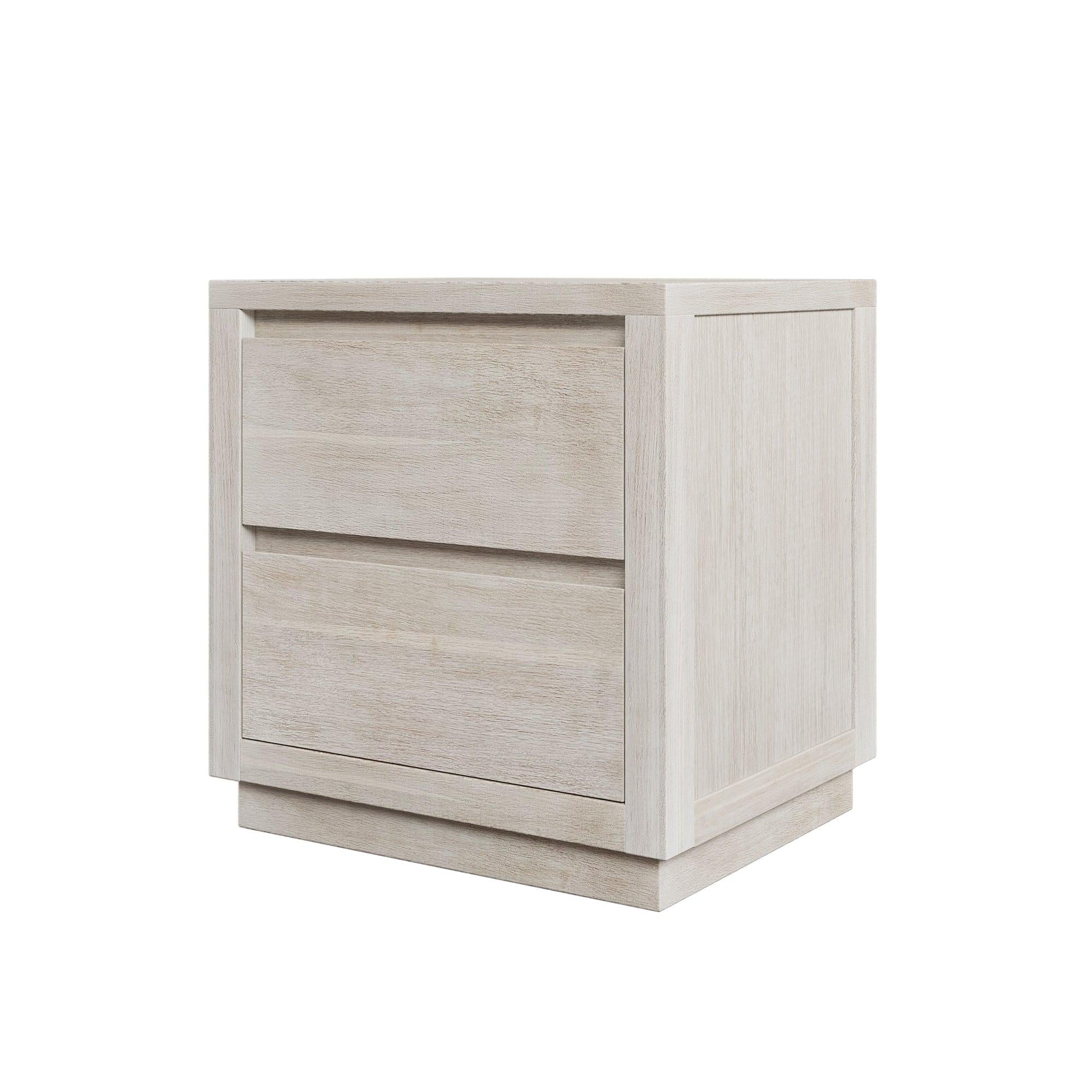 Modern Style Soild Wood 2-Drawer Nightstand Side Table for Bedroom, Living Room, Stone Gray