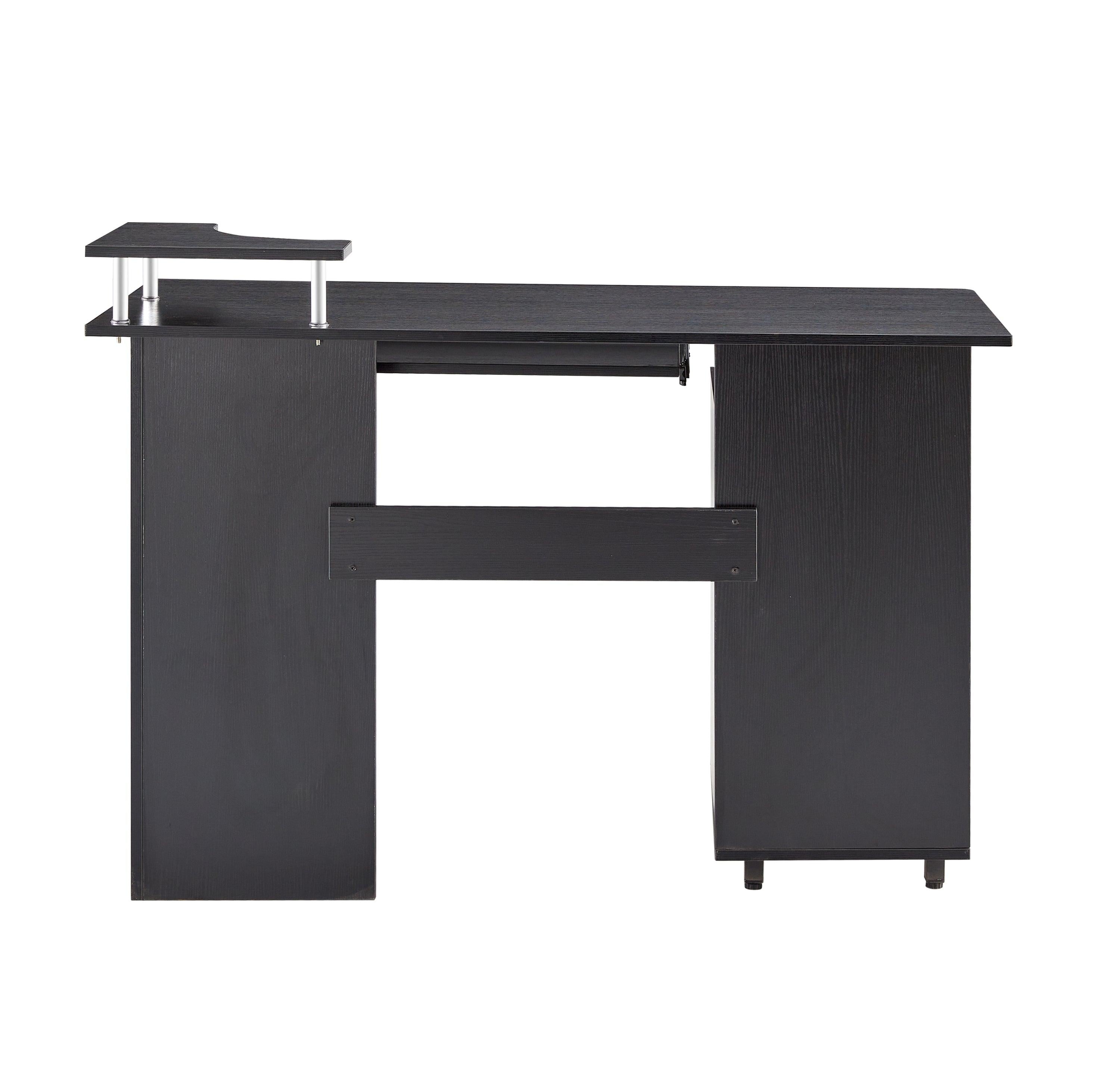 solid wood computer Desk,office table with PC droller,Storage shelves and file cabinet , two drawers, CPU tray,a shelf  used for planting, single , black. 47.24''L 21.65''W 34.35''H