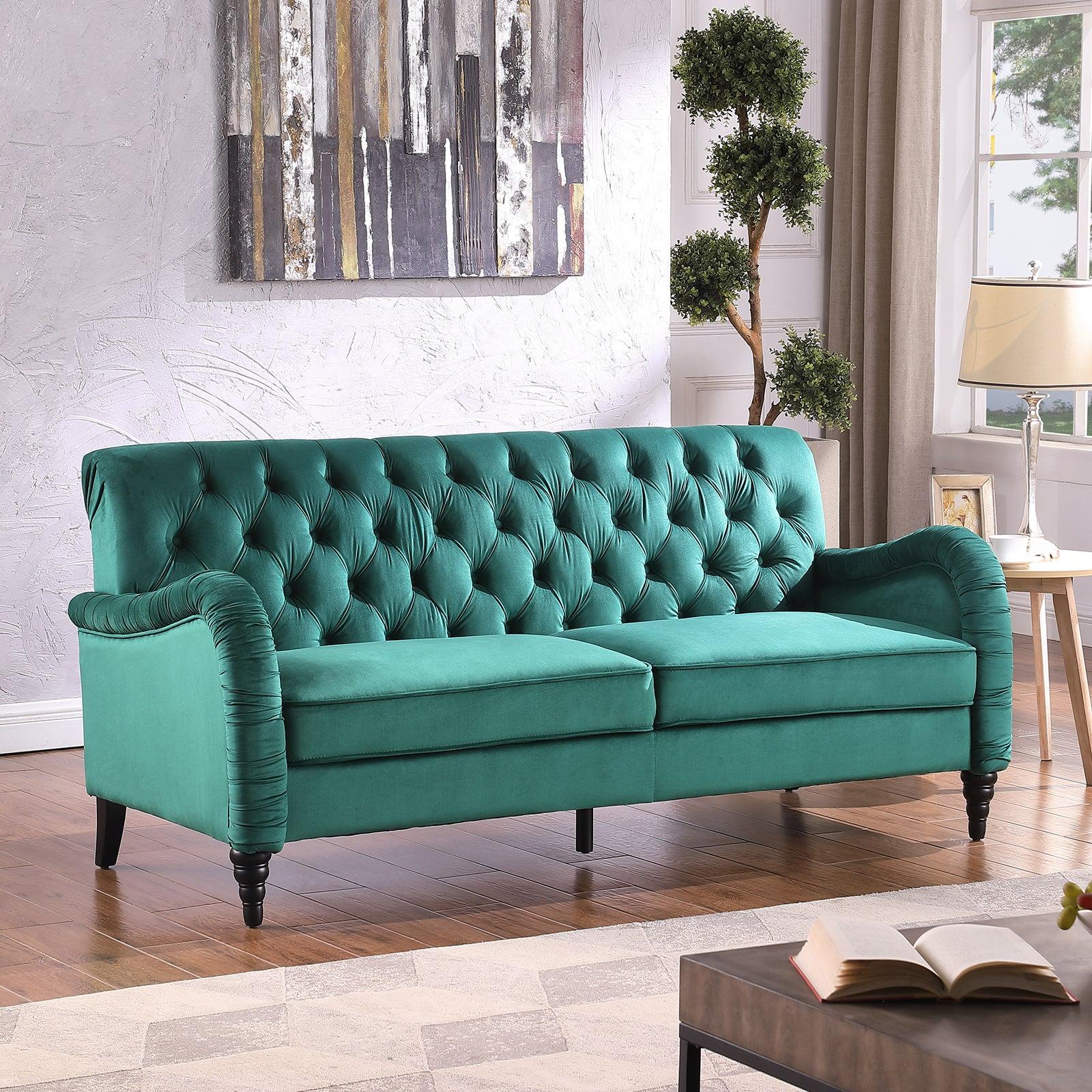 2229,DARK GREEN  Chesterfield;3 seater ,modern sofa image