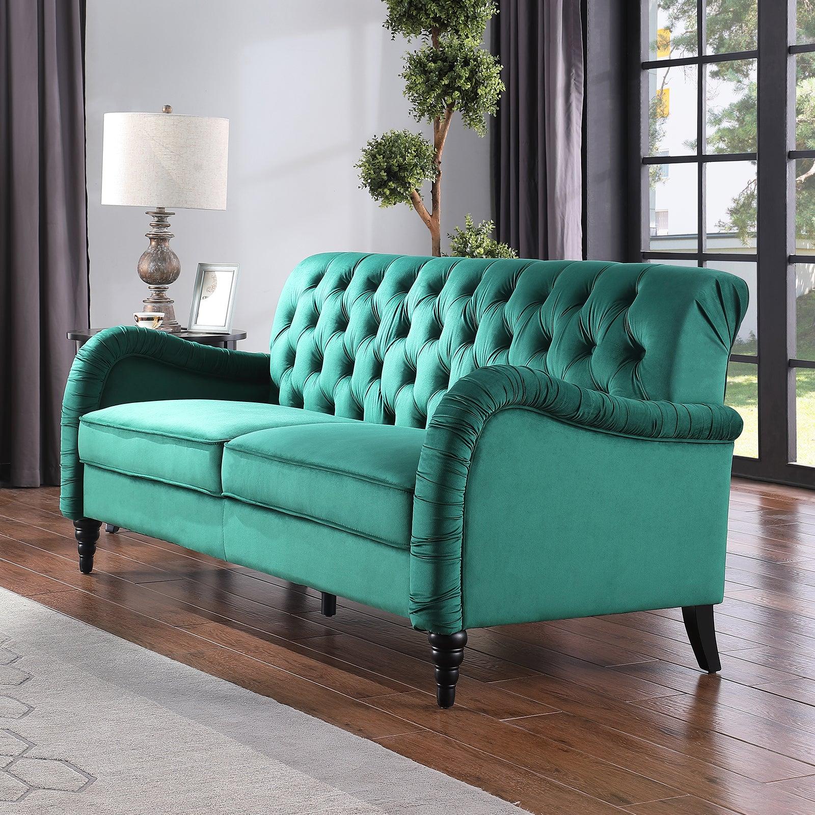 2229,DARK GREEN  Chesterfield;3 seater ,modern sofa