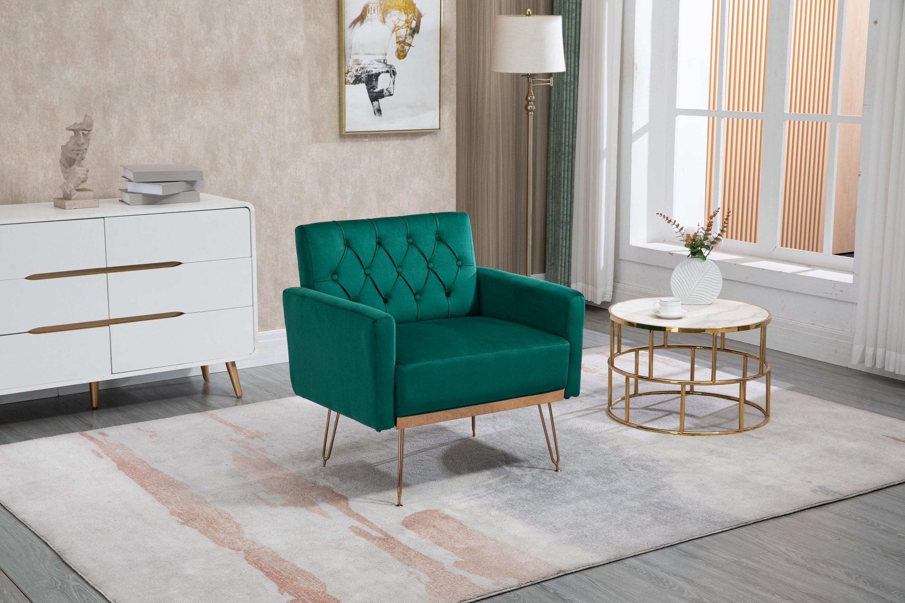 Accent  Chair  ,leisure single sofa  with Rose Golden  feet image