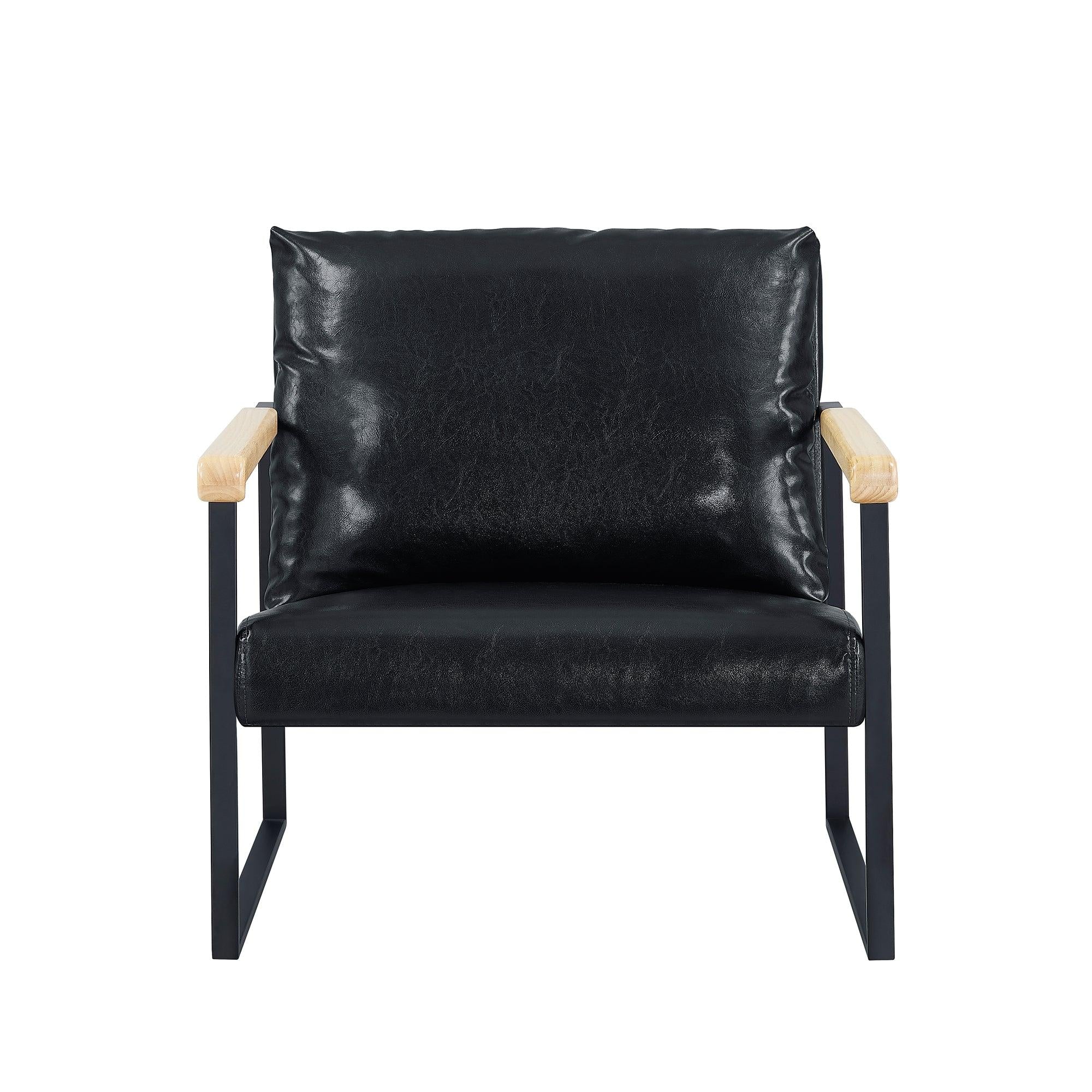 Metal Frame with Faux Leather Upholstery  Chair (Black)