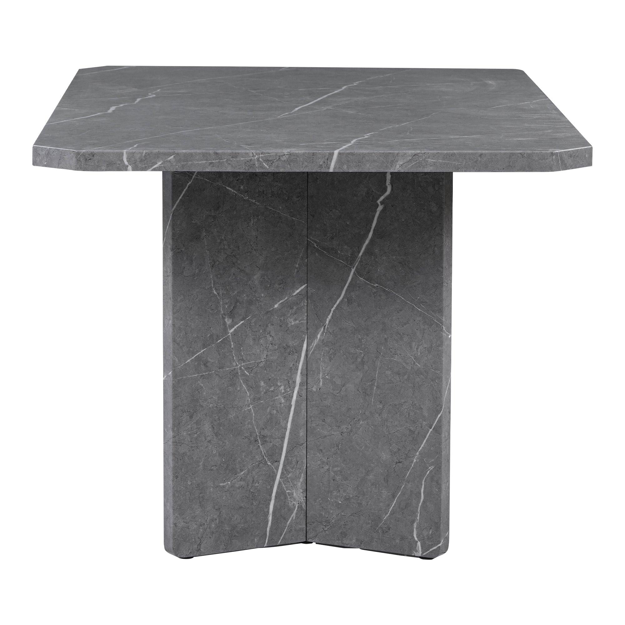 6-PieceModern Style Dining Set with Faux Marble Table and 4 Upholstered Dining Chairs & 1 Bench (Gray)