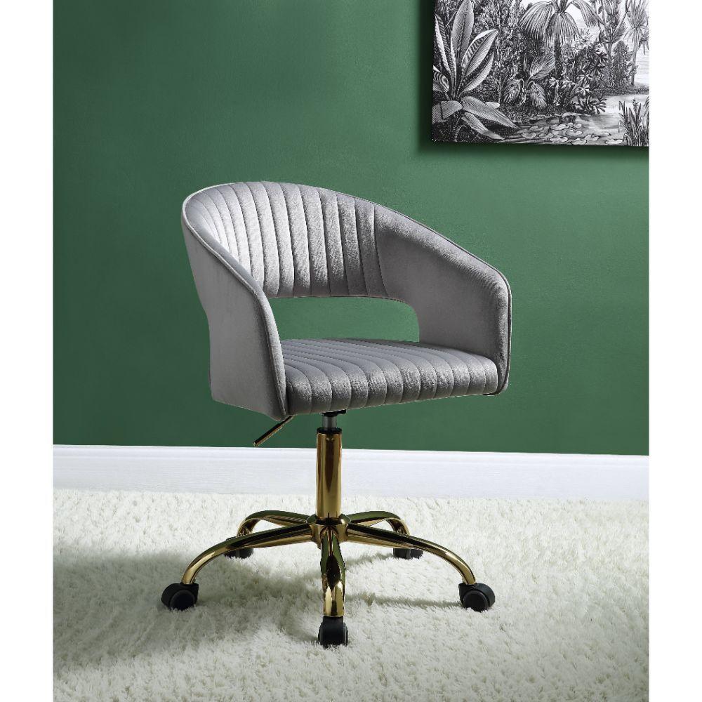 ACME Hopi Office Chair, Gray Velvet & Gold 92940 image