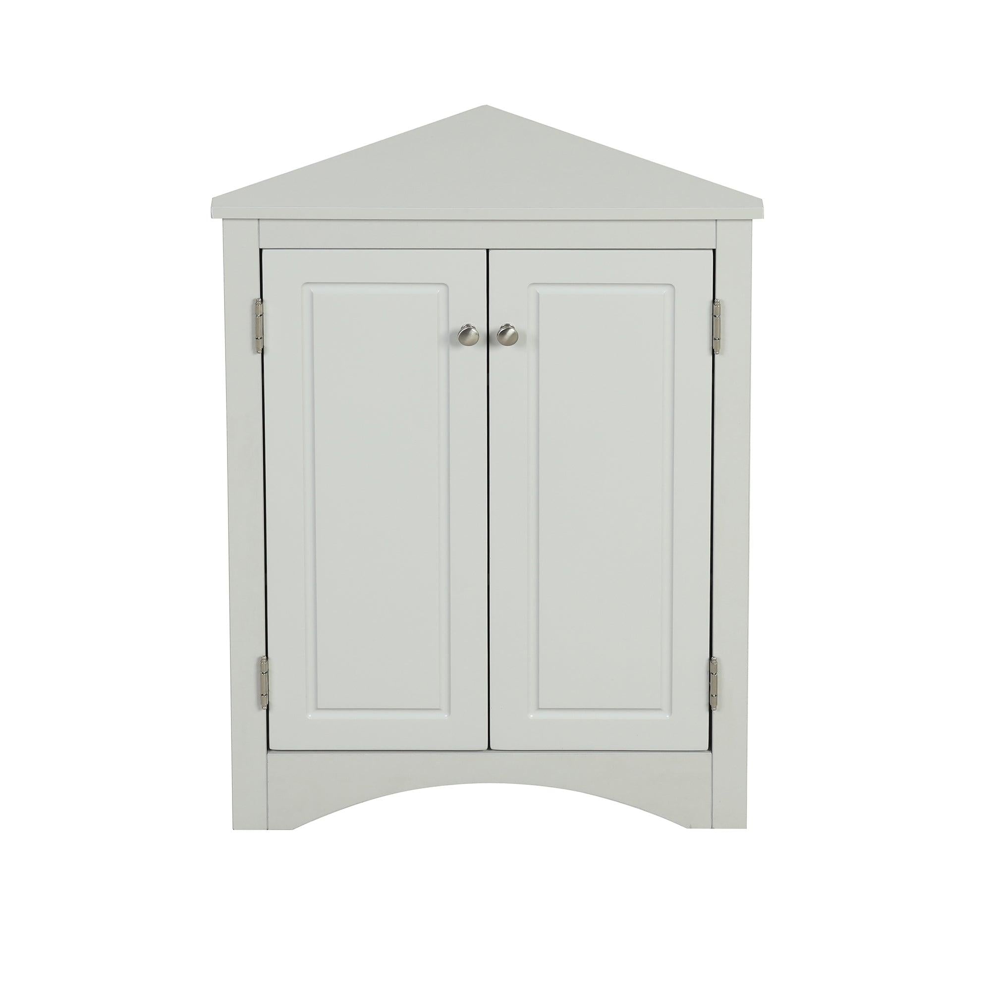 Grey Triangle BathroomStorage Cabinet with Adjustable Shelves, Freestanding Floor Cabinet for Home Kitchen