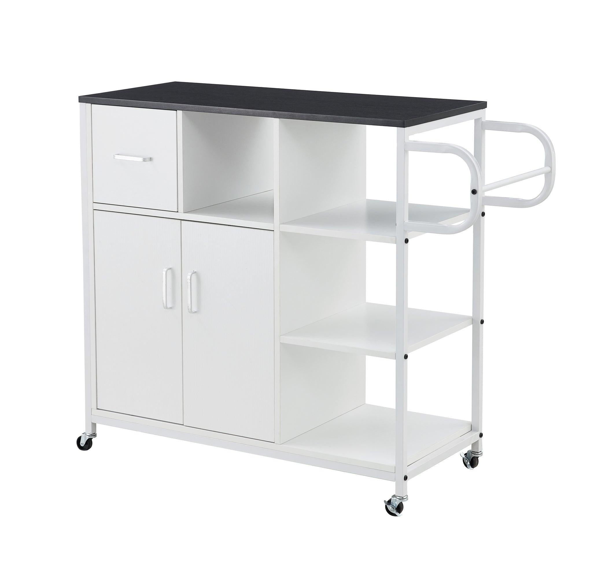 KITCHStorage cabinet WHITE-Black, move with roller..