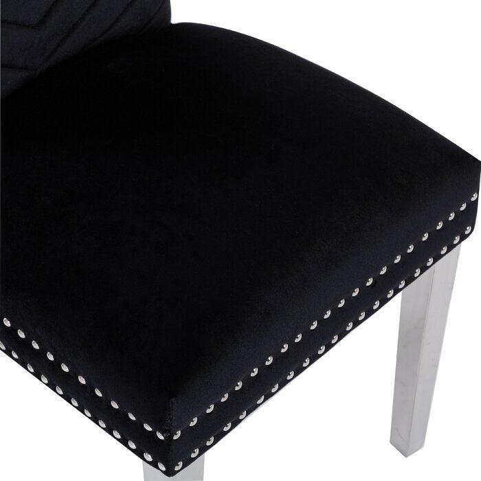 Eva 2 Piece Stainless Steel Legs Chair Finish with Velvet Fabric in Black