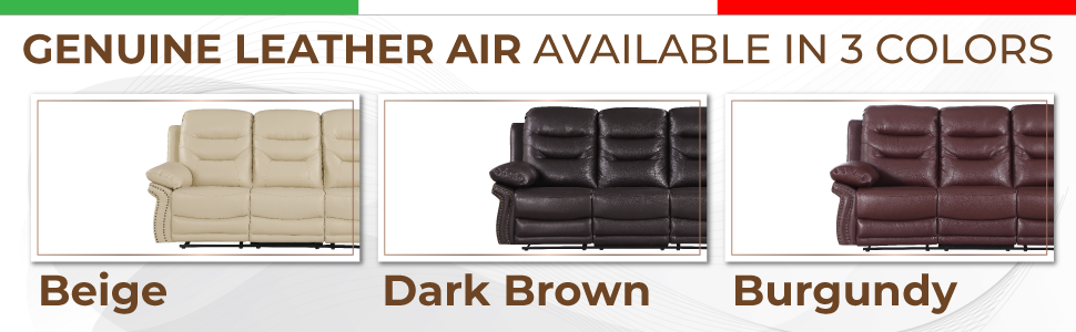 Global United  Leather Air Upholstered Reclining Sofa with Fiber Back