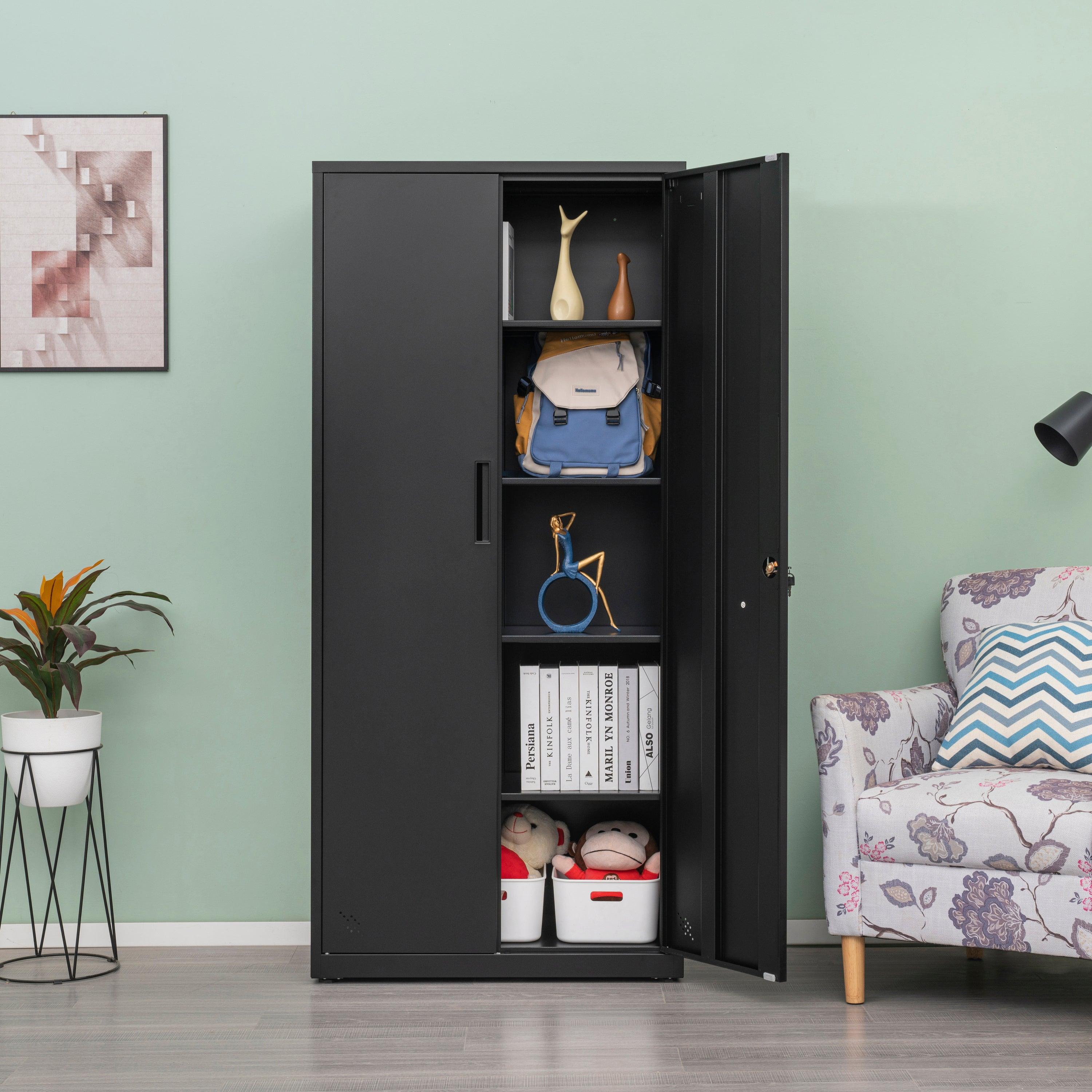 HighStorage Cabinet with 2 Doors and 4 Partitions to Separate 5Storage Spaces, Home/ Office Design image