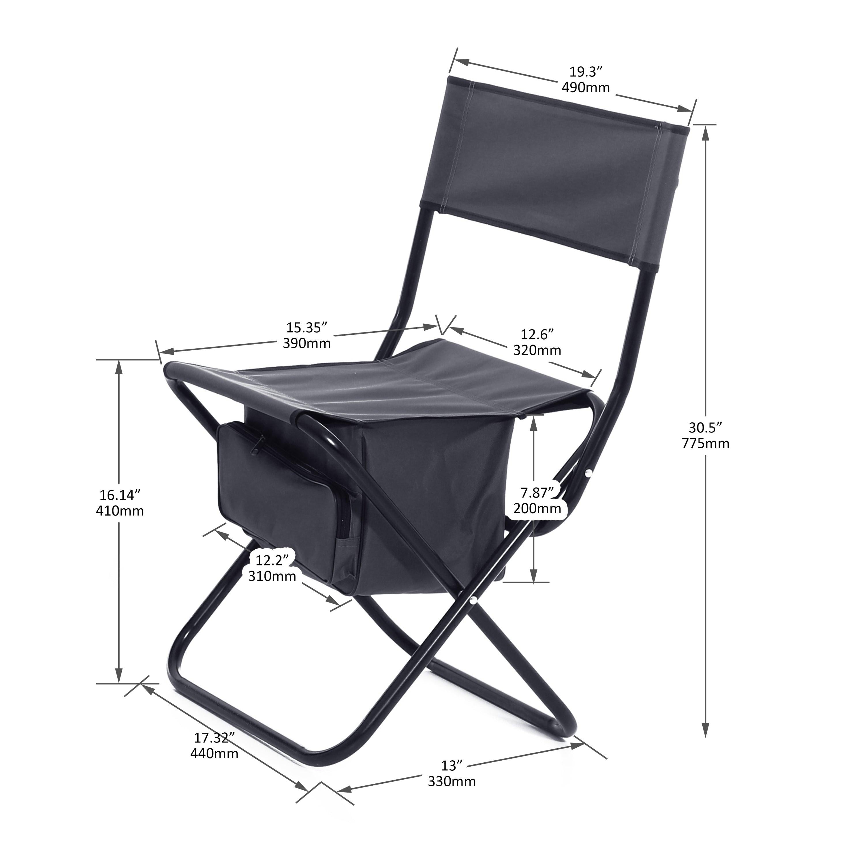 2-piece Folding Outdoor Chair withStorage Bag, Portable Chair for indoor, Outdoor Camping, Picnics and Fishing,Grey