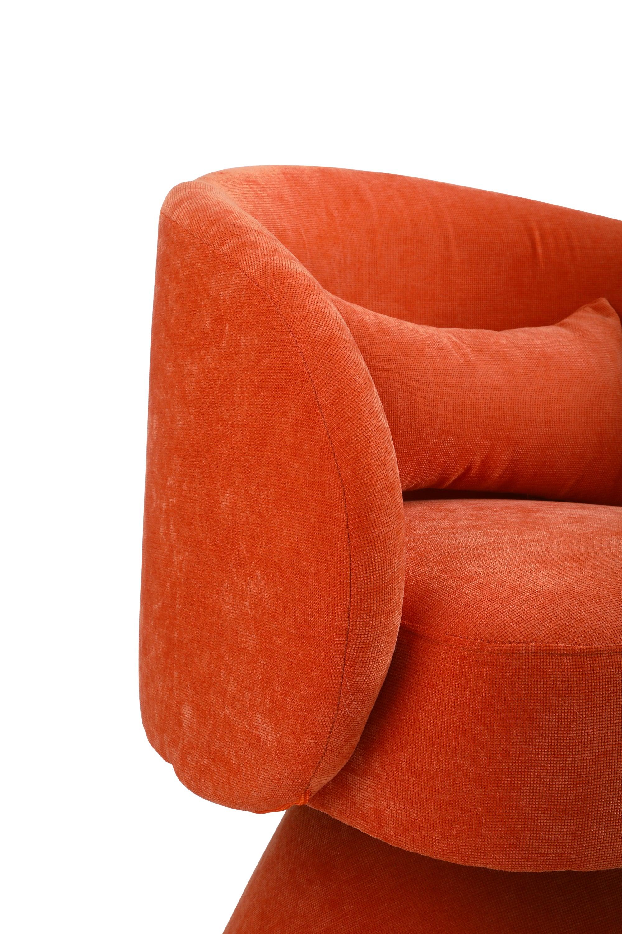 Swivel Accent Chair Armchair, Round Barrel Chair in Fabric for Living Room Bedroom(Orange)