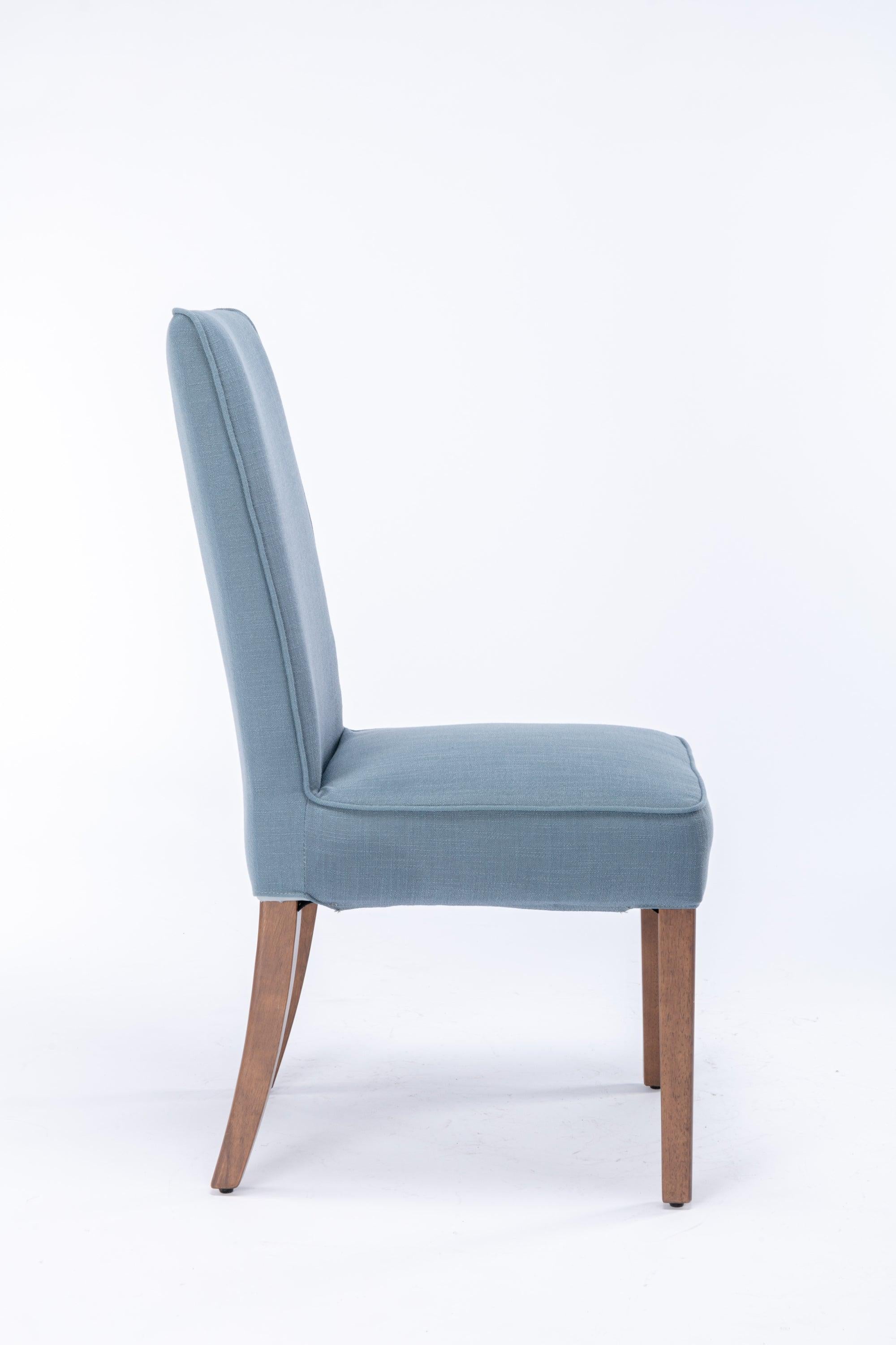 Cover Removable Interchangeable and Washable Blue Linen Upholstered Parsons Chair with Solid Wood Legs 2 PCS