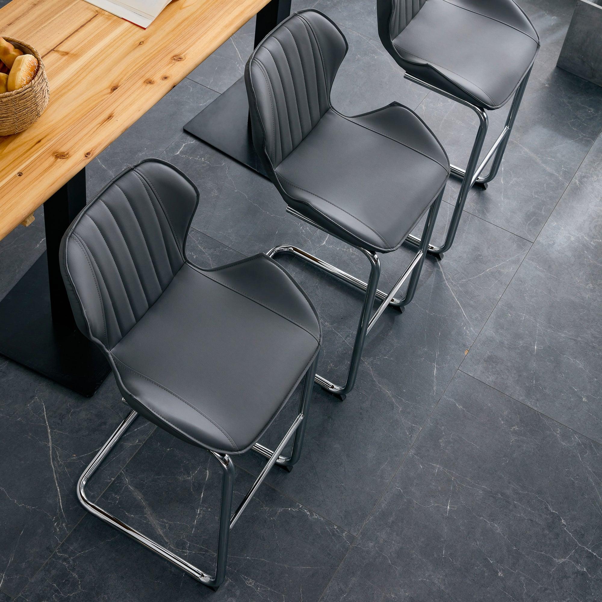 Bar chairModern design for dining and kitchen barstool with metal legs set of 4 (Grey)