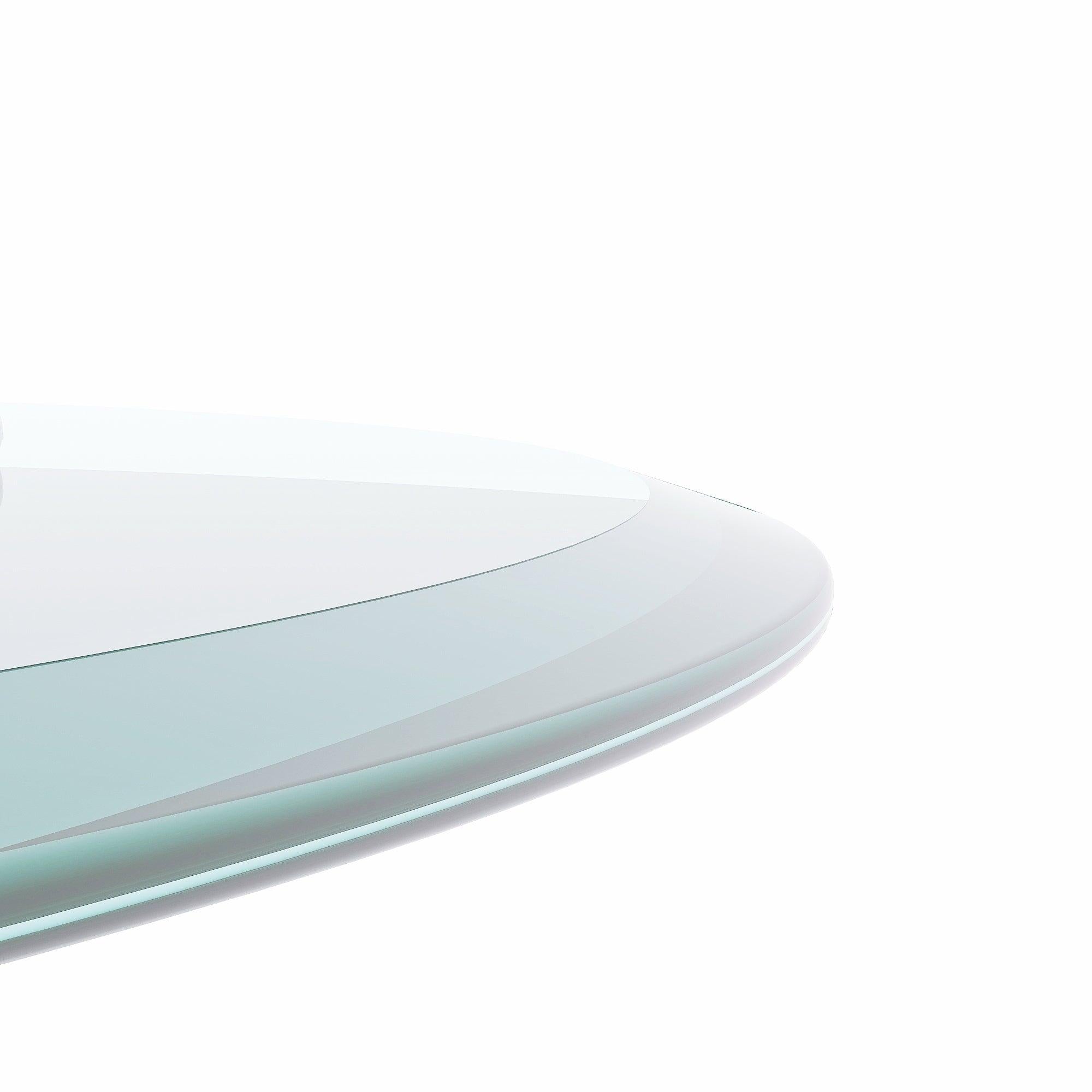 28" Inch Round Tempered Glass Table Top Clear Glass 1/2" Inch Thick Beveled Polished Edge