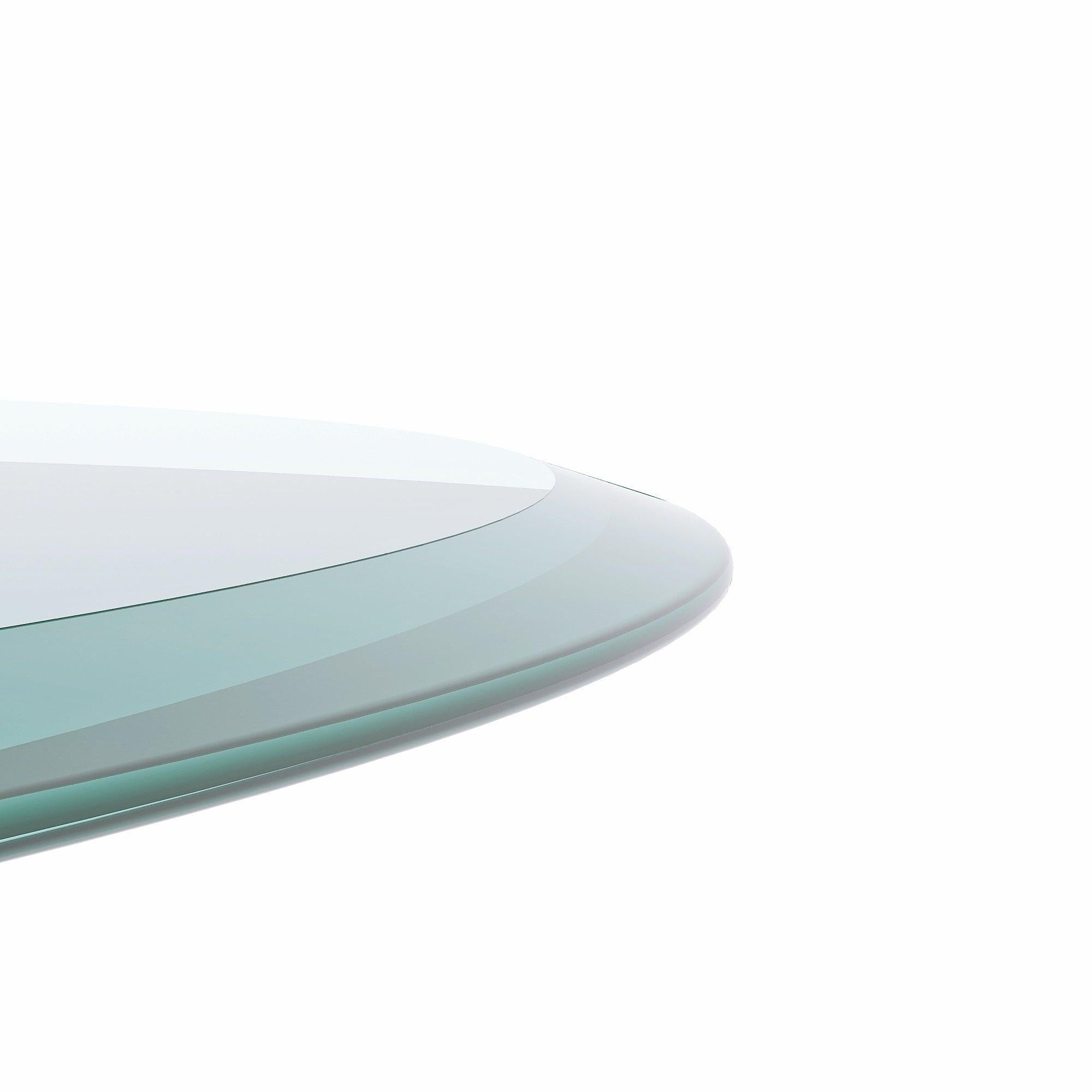 40" Inch Round Tempered Glass Table Top Clear Glass 2/5" Inch Thick Beveled Polished Edge