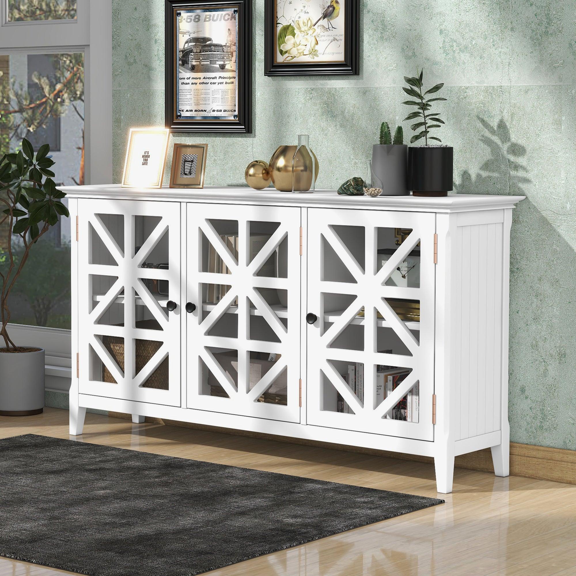 62.2’’ Accent CabinetModern Console Table for Living Room Dining Room With 3 Doors and Adjustable Shelves