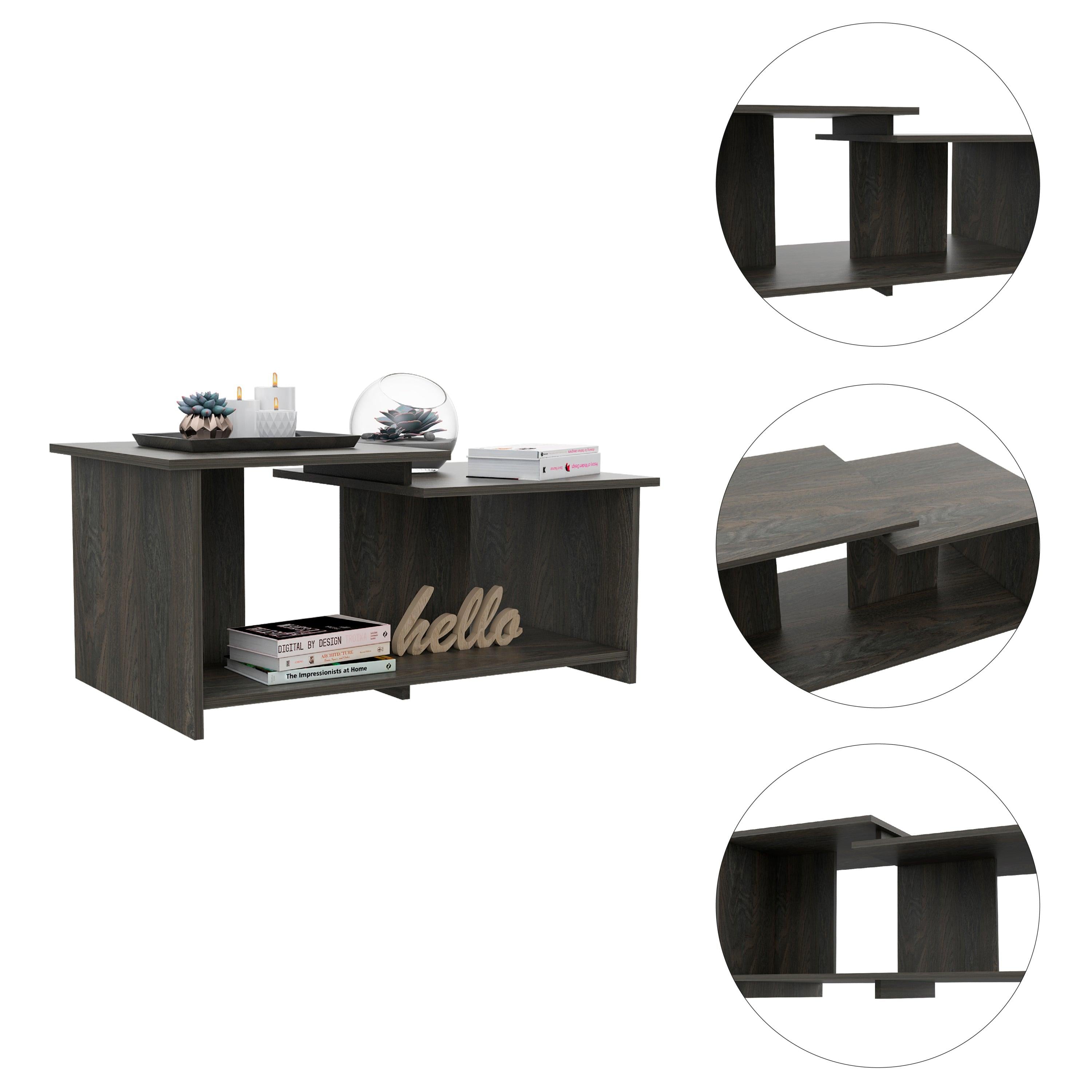 Linlock 1-Shelf Coffee Table Black Wengue