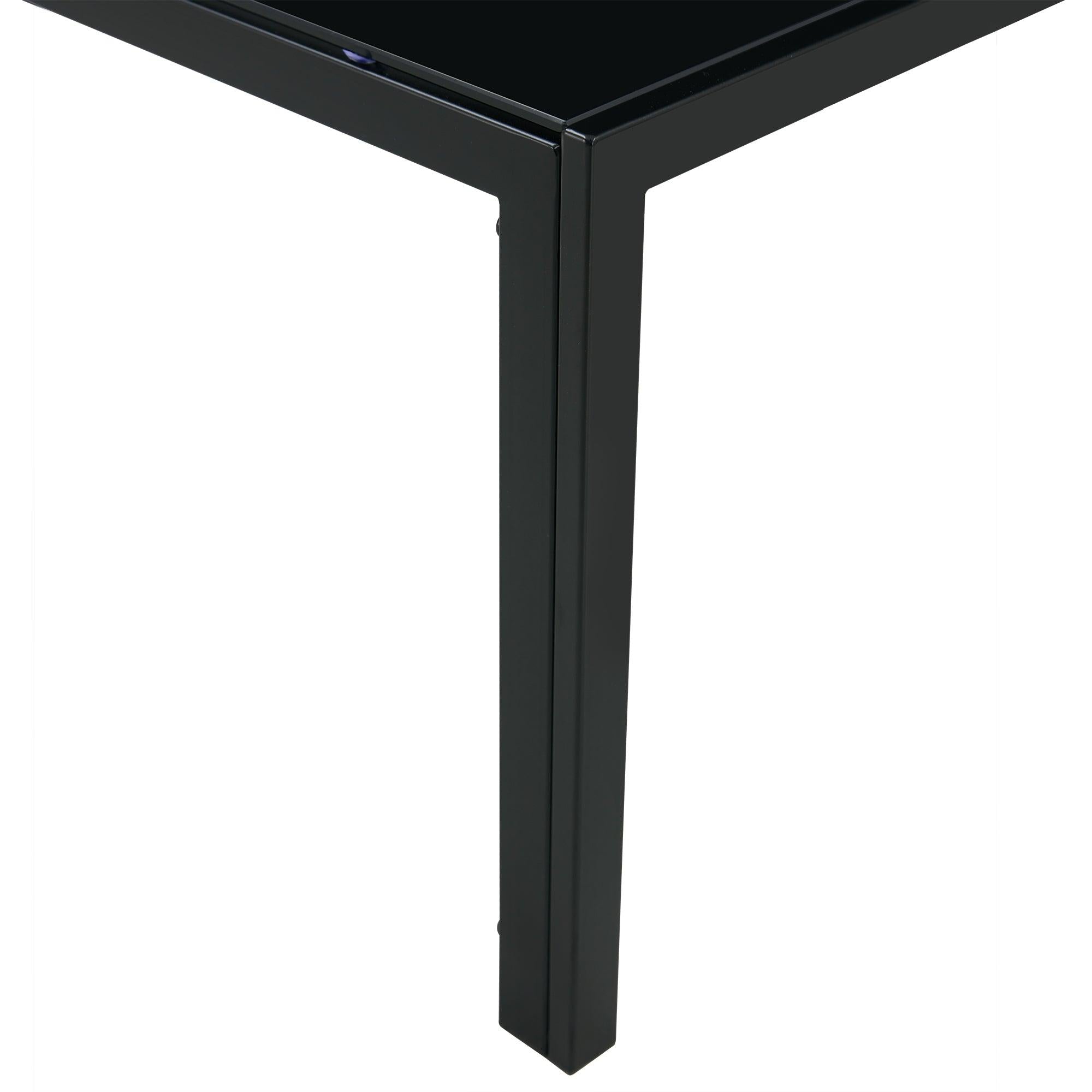 Coffee Table Set of 2, SquareModern Table with Tempered Glass Finish for Living Room,Black