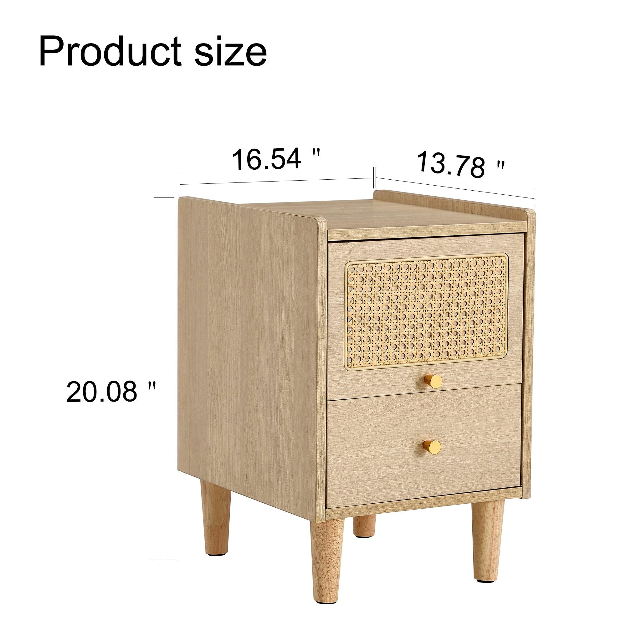 Modern simpleStorage cabinet MDF Board bedside cabinet Japanese rattan bedside cabinet Small household furniture bedside table.Applicable to dressing table in bedroom, porch, living room.2 Drawers