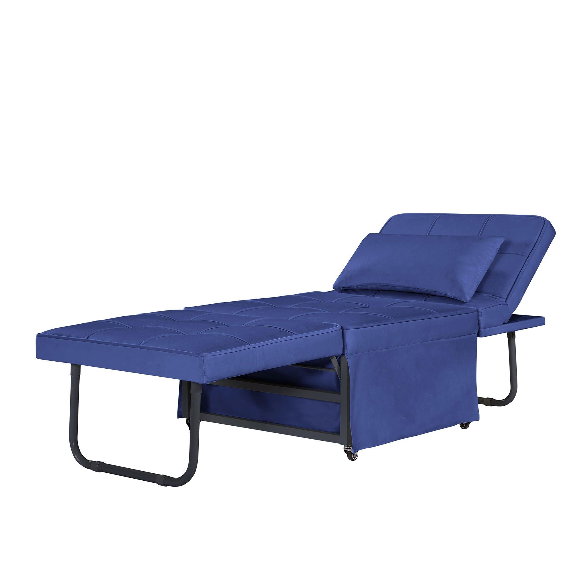 Velvet Folding Sofa Bed Sleeper Chair with Adjustable Backrest .