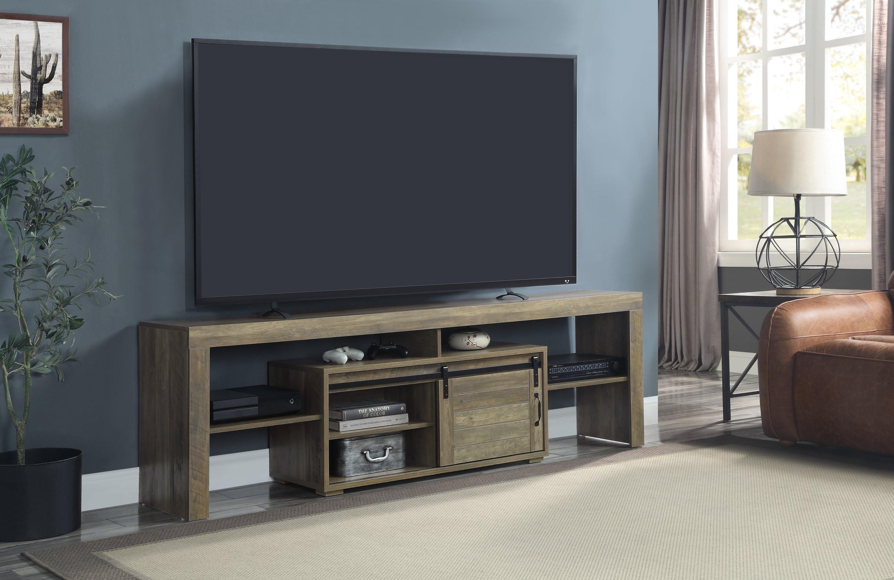 ACME Wasim TV Stand, Rustic Oak Finish LV01102 image