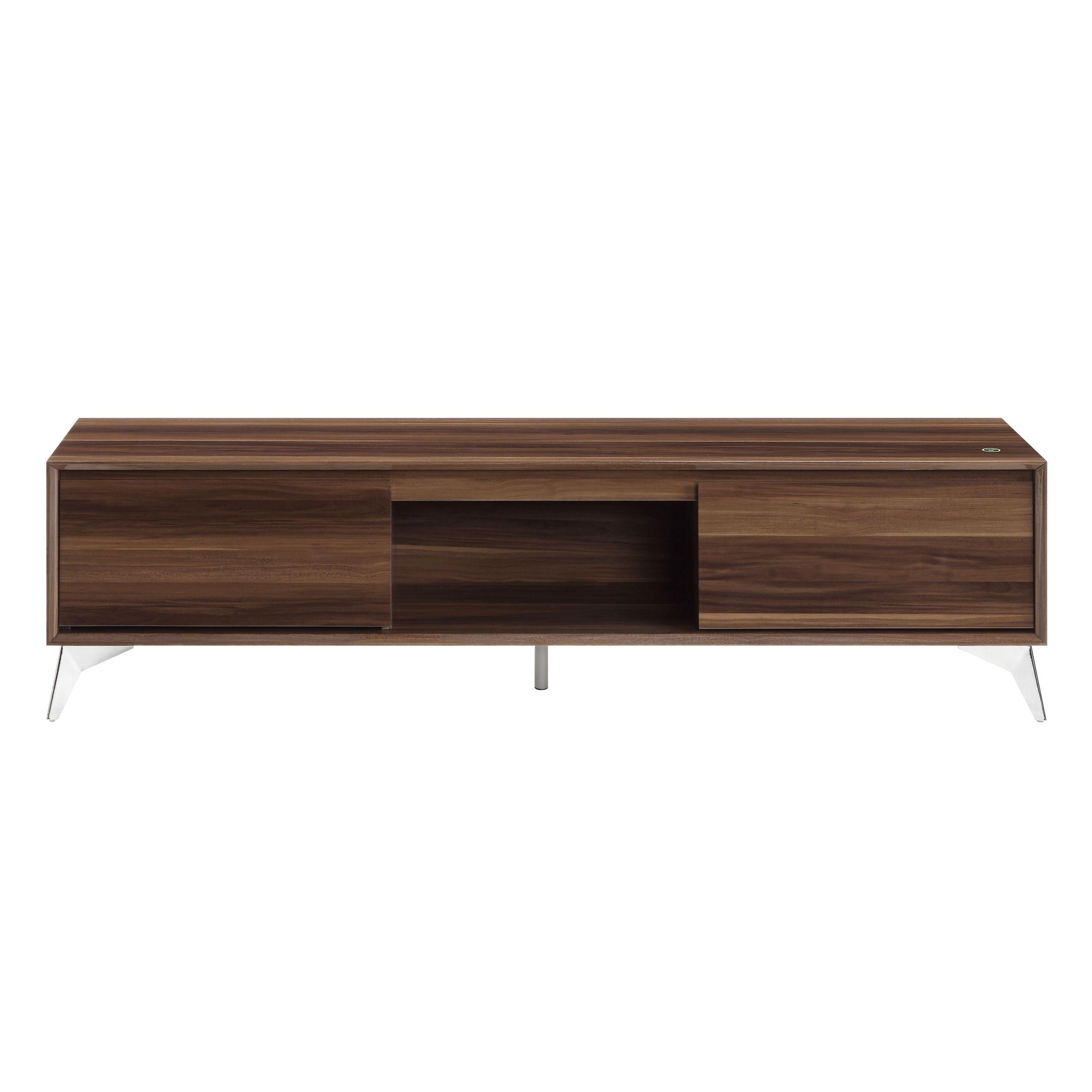 ACME Raceloma TV stand , LED, Walnut & Chrome Finish 91997